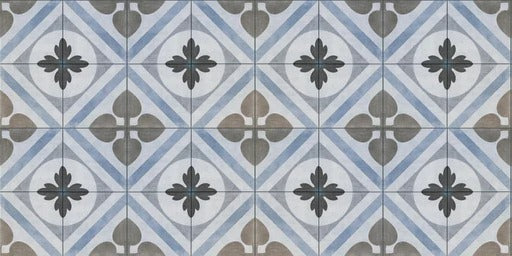 Küchenrückwand - Nahtlose blau weiß graue vintage Fliesen