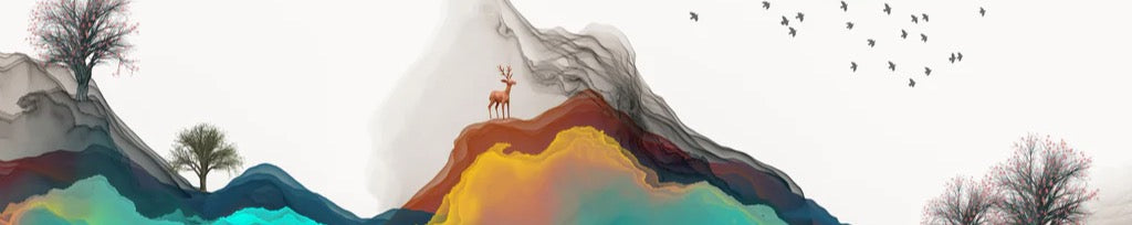 Küchenrückwand - Tinte Linie Dekoration Landschaft