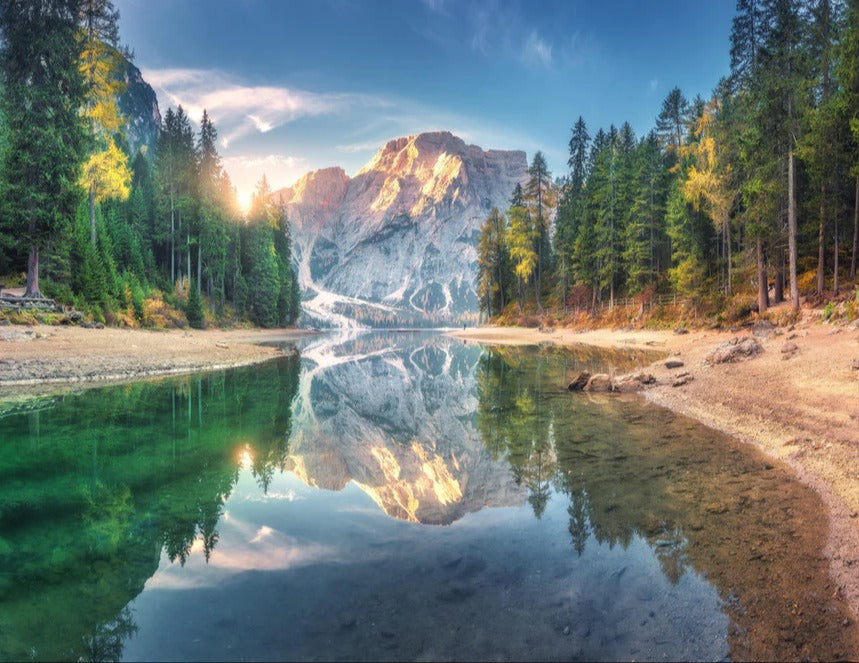Küchenrückwand - Erstaunlicher Pragser Wildsee bei Sonnenaufgang