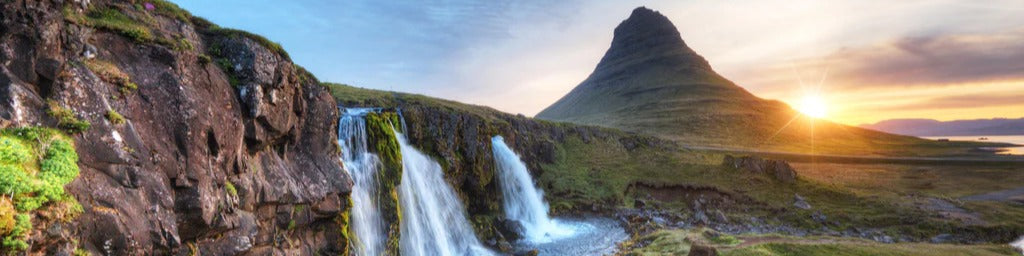 Küchenrückwand - Wasserfall bei Sonnenuntergang