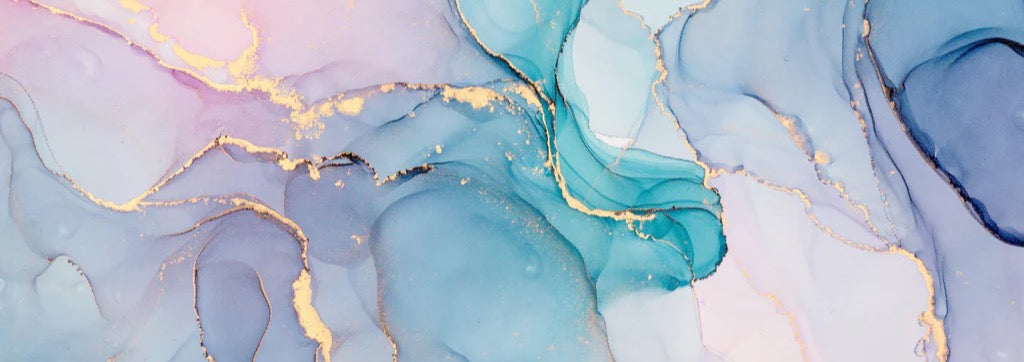 Duschrückwand - Abstrakte Muster mit goldenem Rand