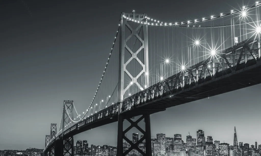 Spritzschutz - San Francisco Bay Bridge in Schwarz und Weiß