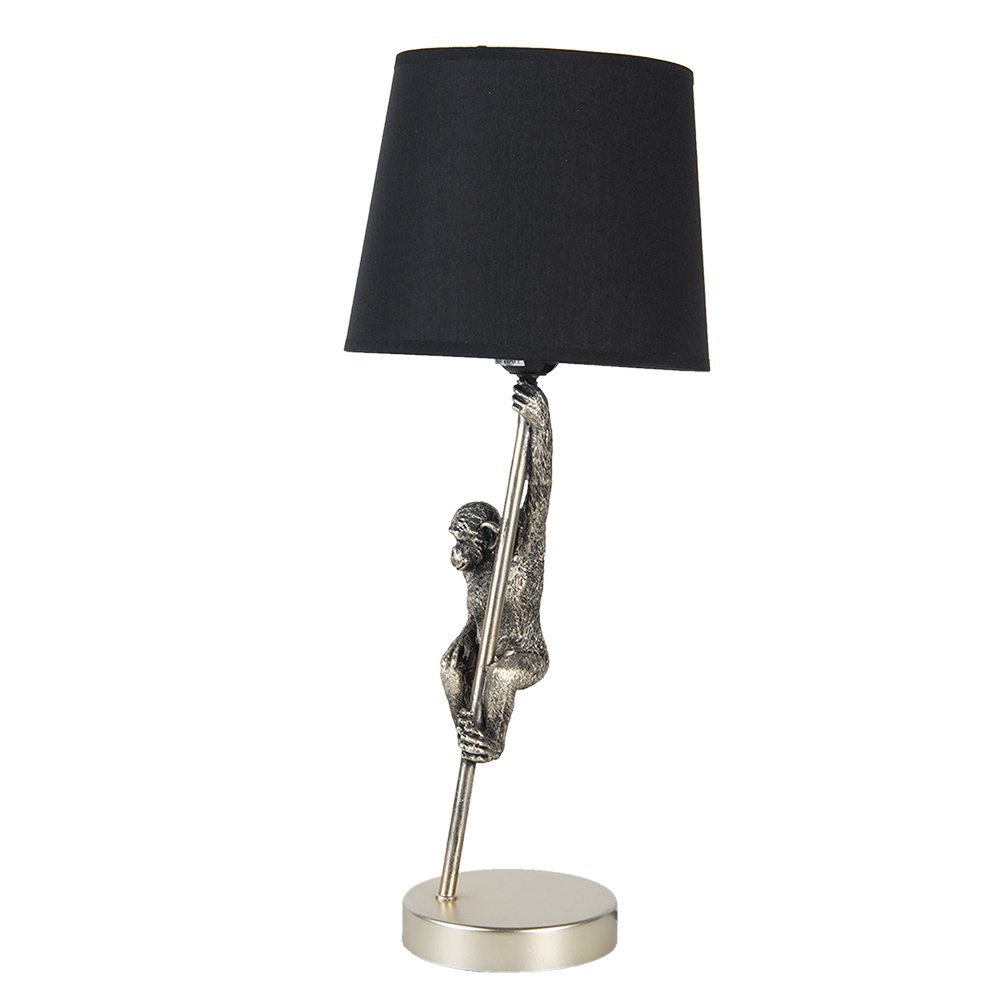 Tischlampe Affe Ø 20x49 cm Silber gefärbt schwarze Plastik -Schreibtischlampe