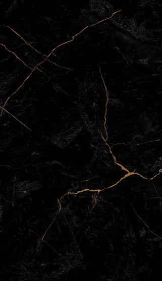 Duschrückwand - Schwarzer Marmor mit dünnen goldenen Adern