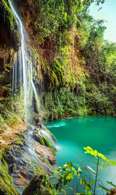 Duschrückwand - Kaskade mit klarem Bach im Libanon