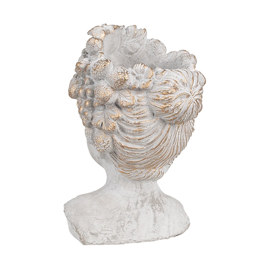 Blumentopf für den Innenbereich, Frau, 14 x 14 x 22 cm, Pflanztopf aus grauem Stein