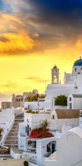 Duschrückwand - Fantastischer Sonnenuntergang in Santorini - Griechenland