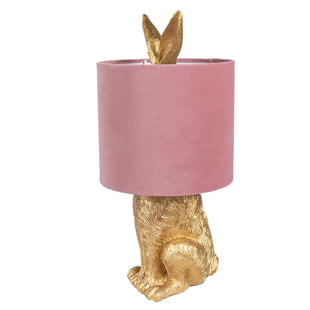 Tischleuchte Rabbit Ø 20x43 cm goldfarben rosa Polyresin Schreibtischleuchte
