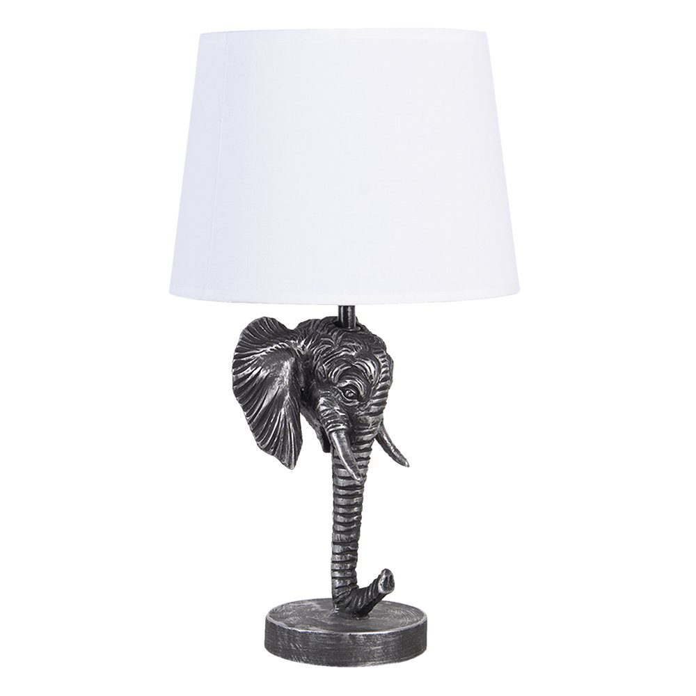Tischlampe Elefant 23x23x41 cm Schwarz weiße Polyresin Schreibtischlampe