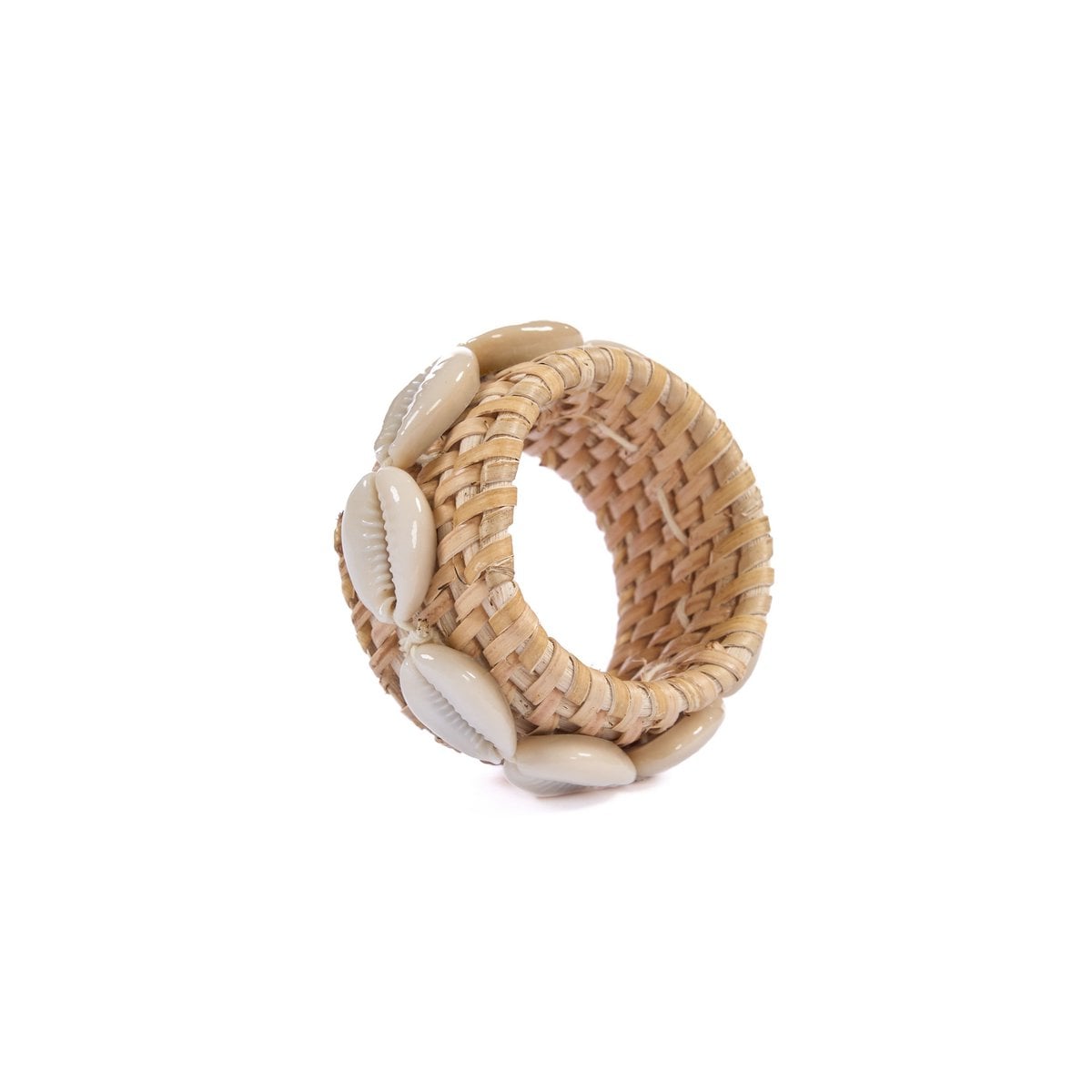 Der Rattan-Muschel-Serviettenring – Naturweiß – 4er-Set