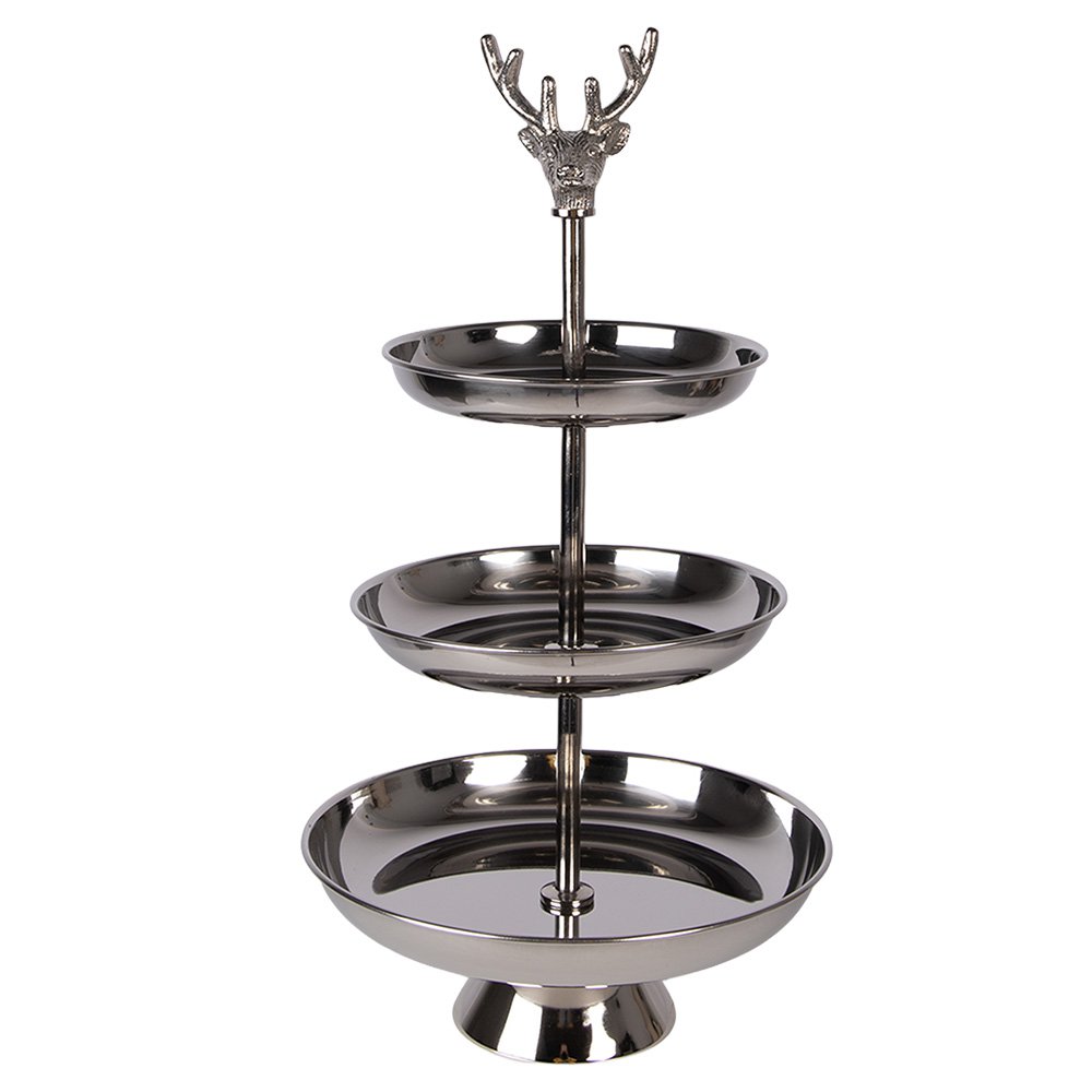 Etagere 3-lagig Ø 26x48 cm Silberfarbenes Aluminium