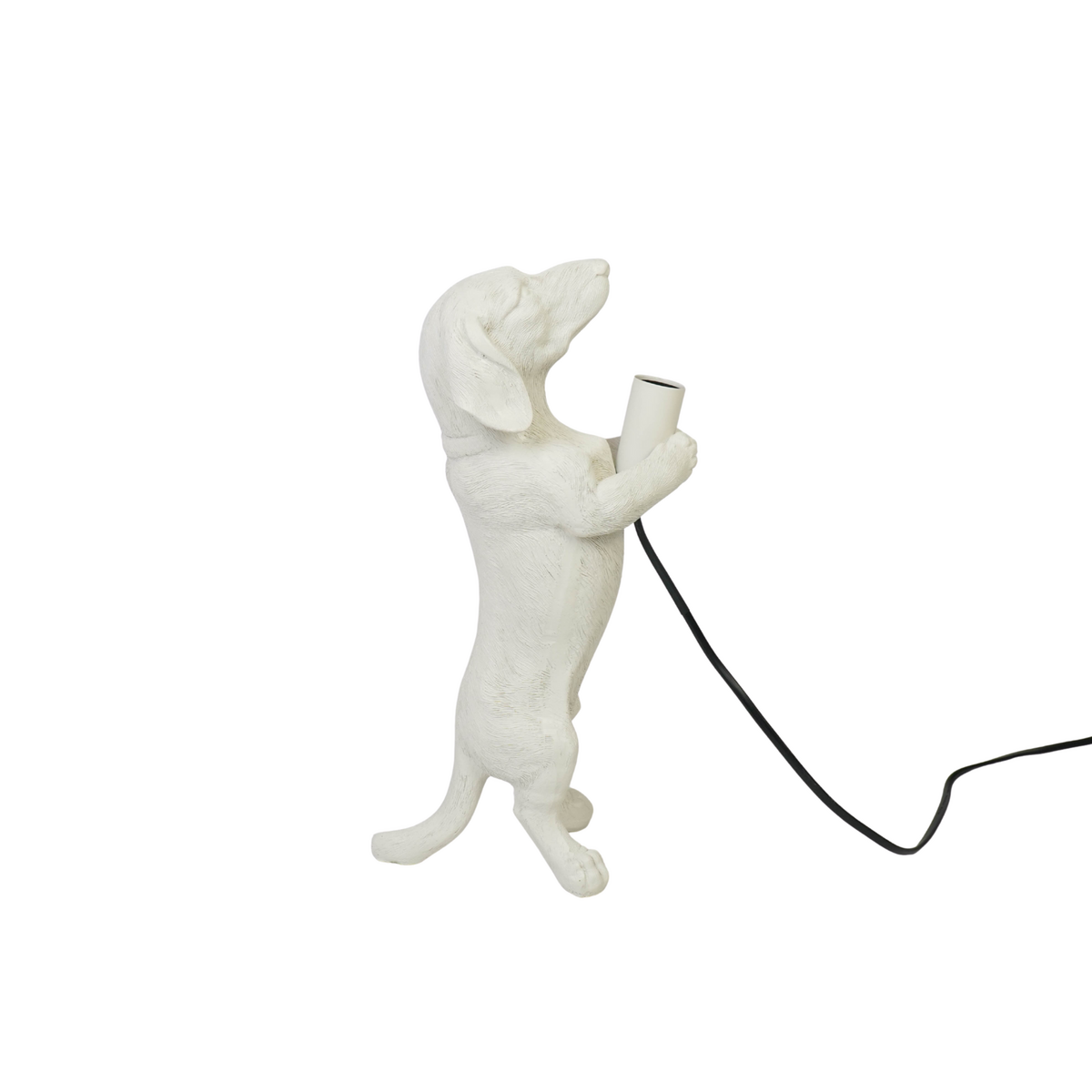 Tischlampe - Dackellampe - Polyresin - Cremeweiß - E14 - 10x15x38cm