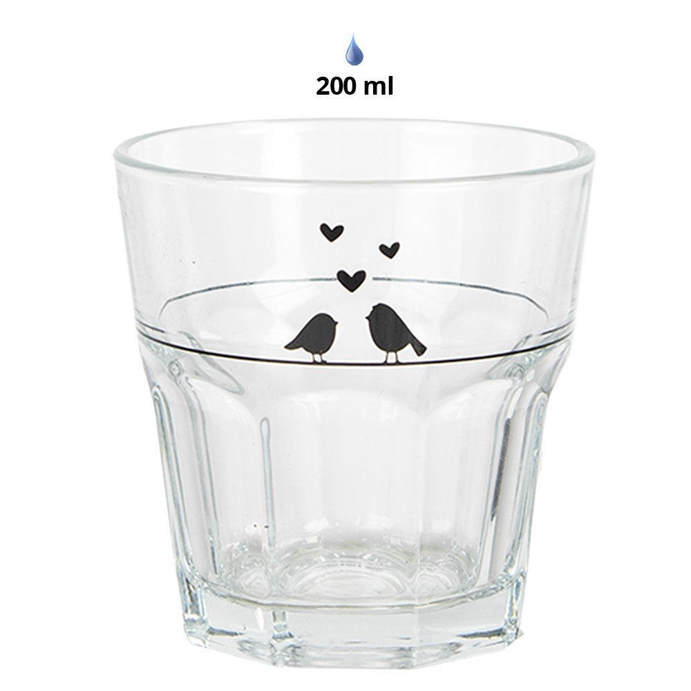Wasserglas 200 ml, transparenter Glasvogel-Trinkbecher