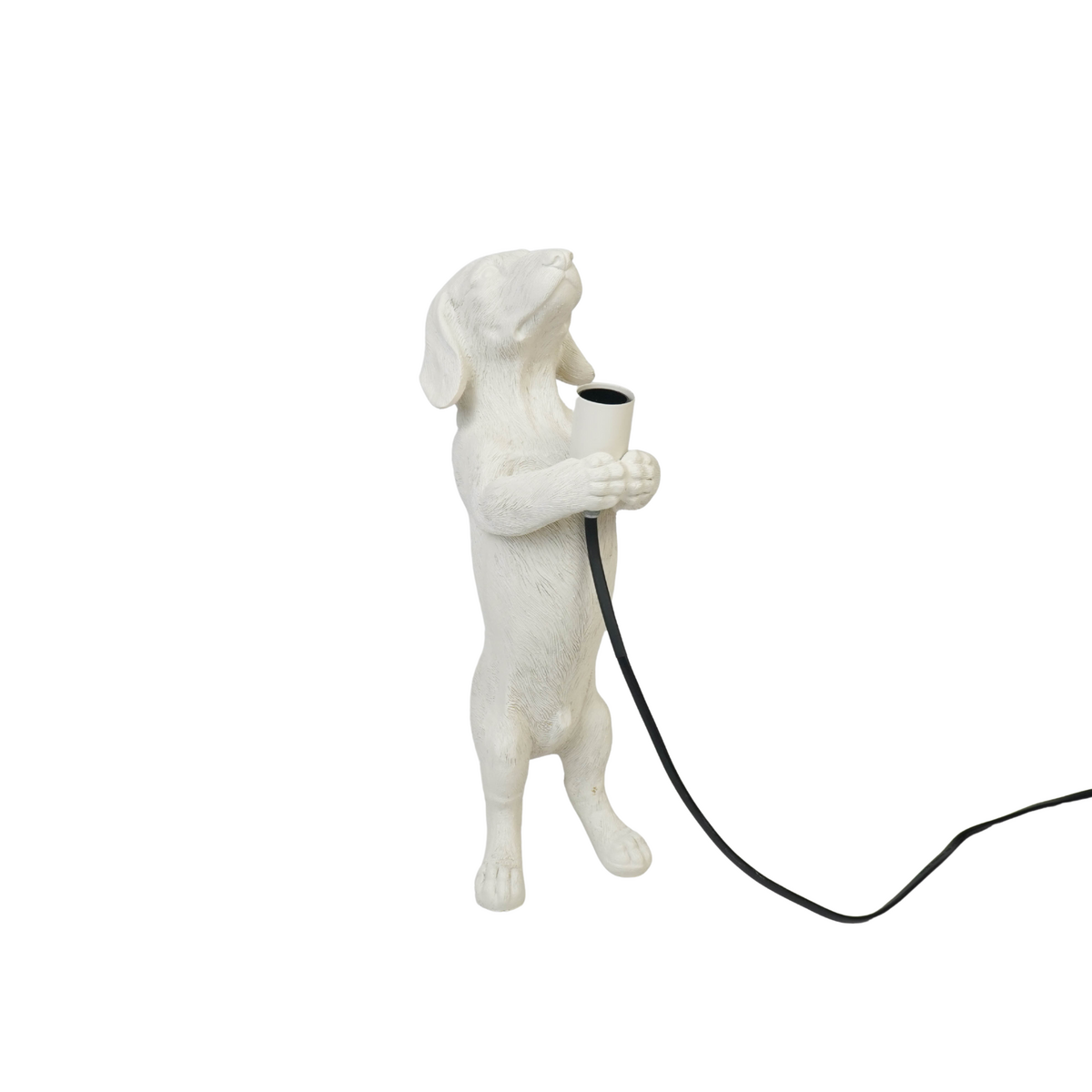 Tischlampe - Dackellampe - Polyresin - Cremeweiß - E14 - 10x15x38cm