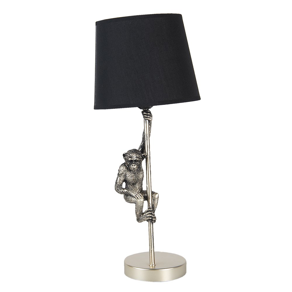 Tischlampe Affe Ø 20x49 cm Silber gefärbt schwarze Plastik -Schreibtischlampe