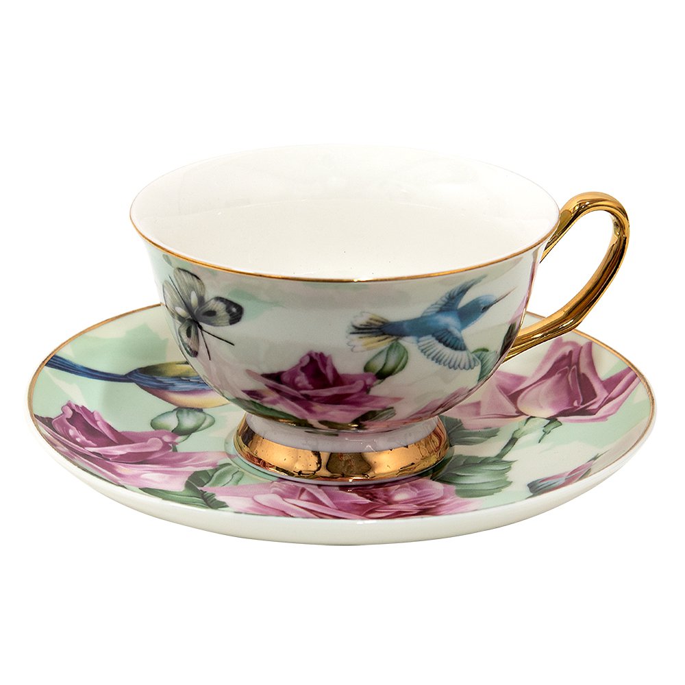 Tasse und Untertasse 12x10x6 cm / Ø 15x2 cm / 200 ml