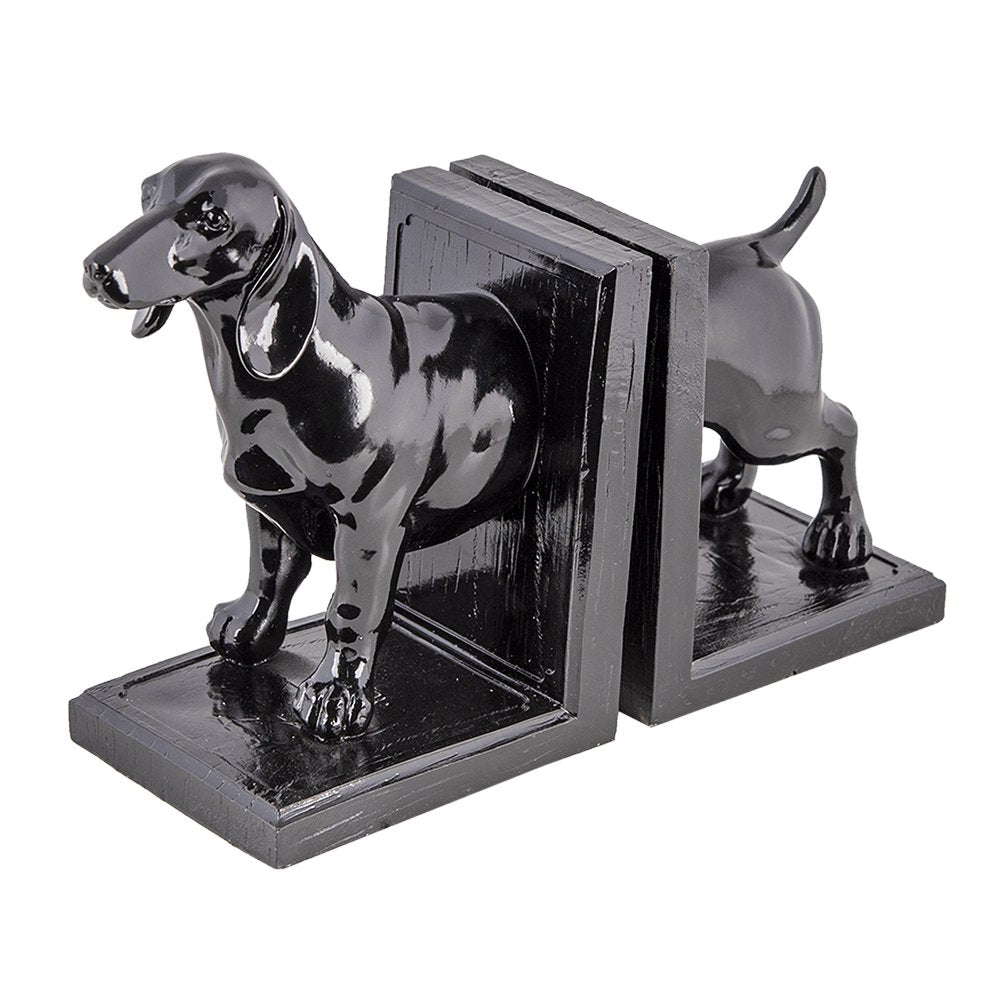 BookRests Set von 2 Hund 25x9x15 cm schwarze Polyresin -Buchhalter