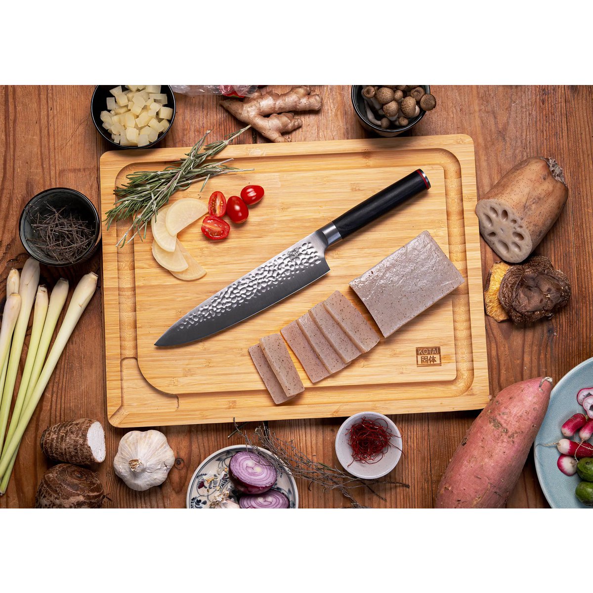Messer - Gyuto (Kochmesser) mit Bambus-Saya und Bambusbox - 200-mm-Klinge