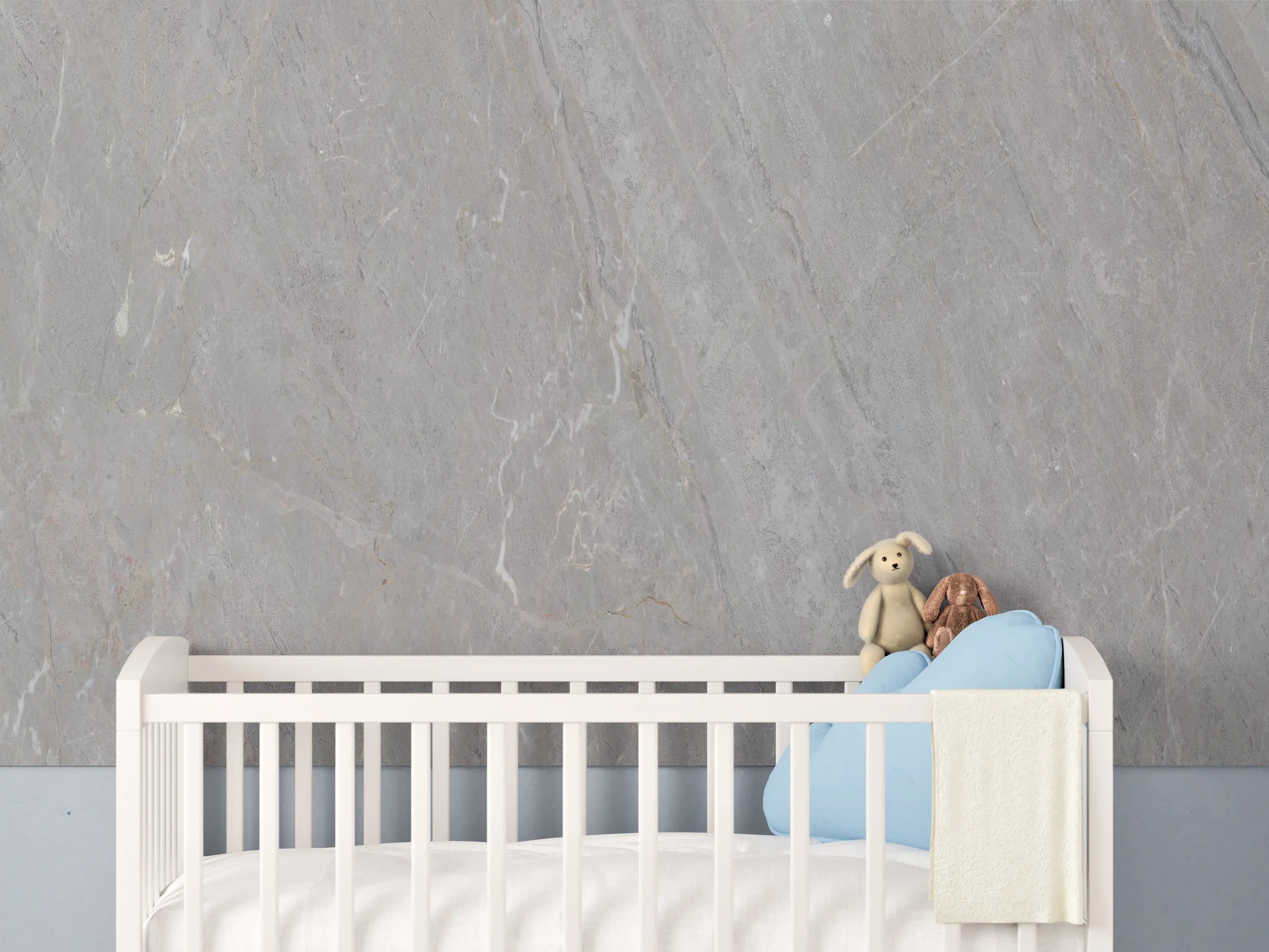 Babyzimmer Wandgestaltung -  Natürliche Graue Marmor Textur