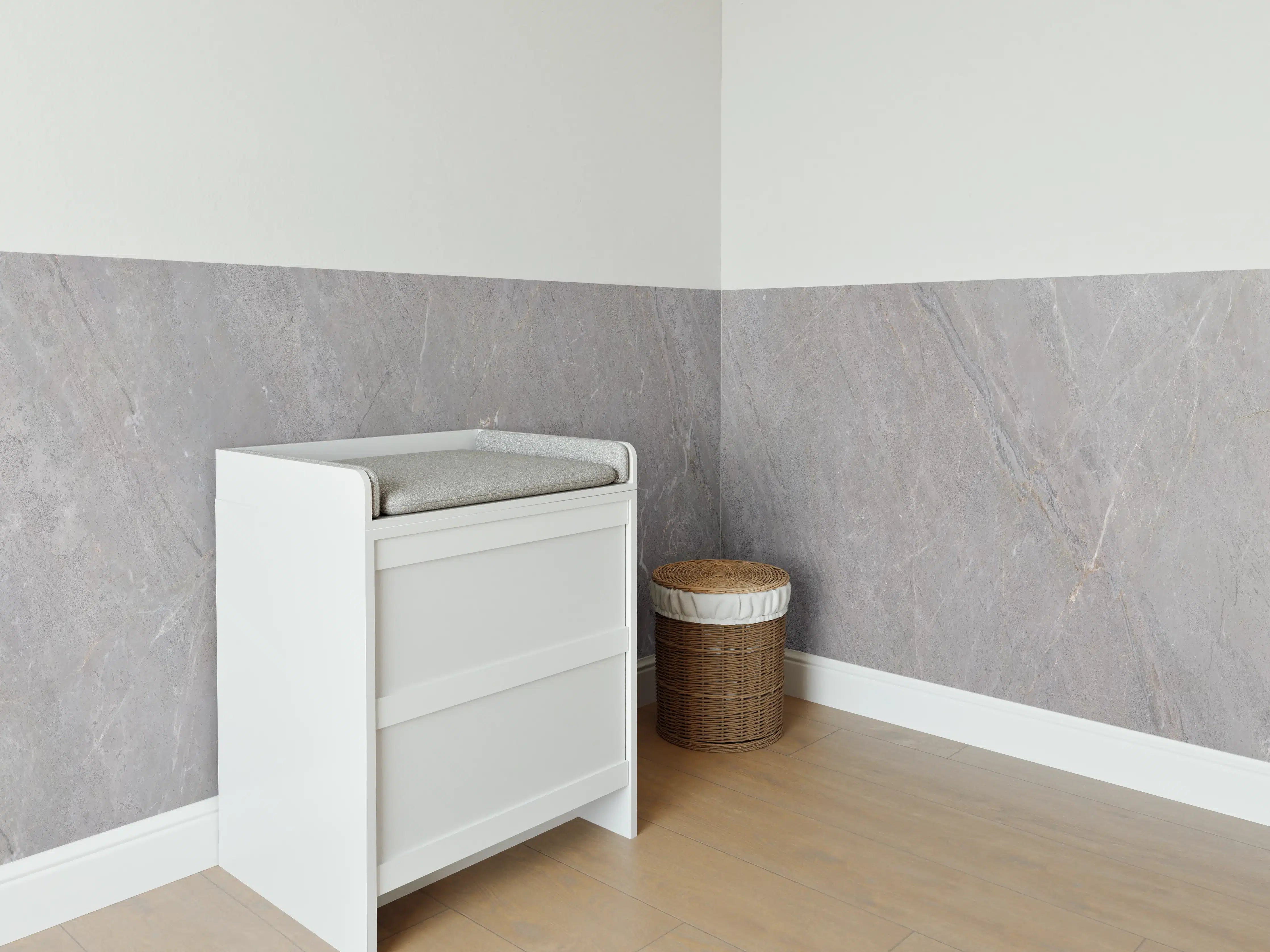 Babyzimmer Wandgestaltung -  Natürliche Graue Marmor Textur