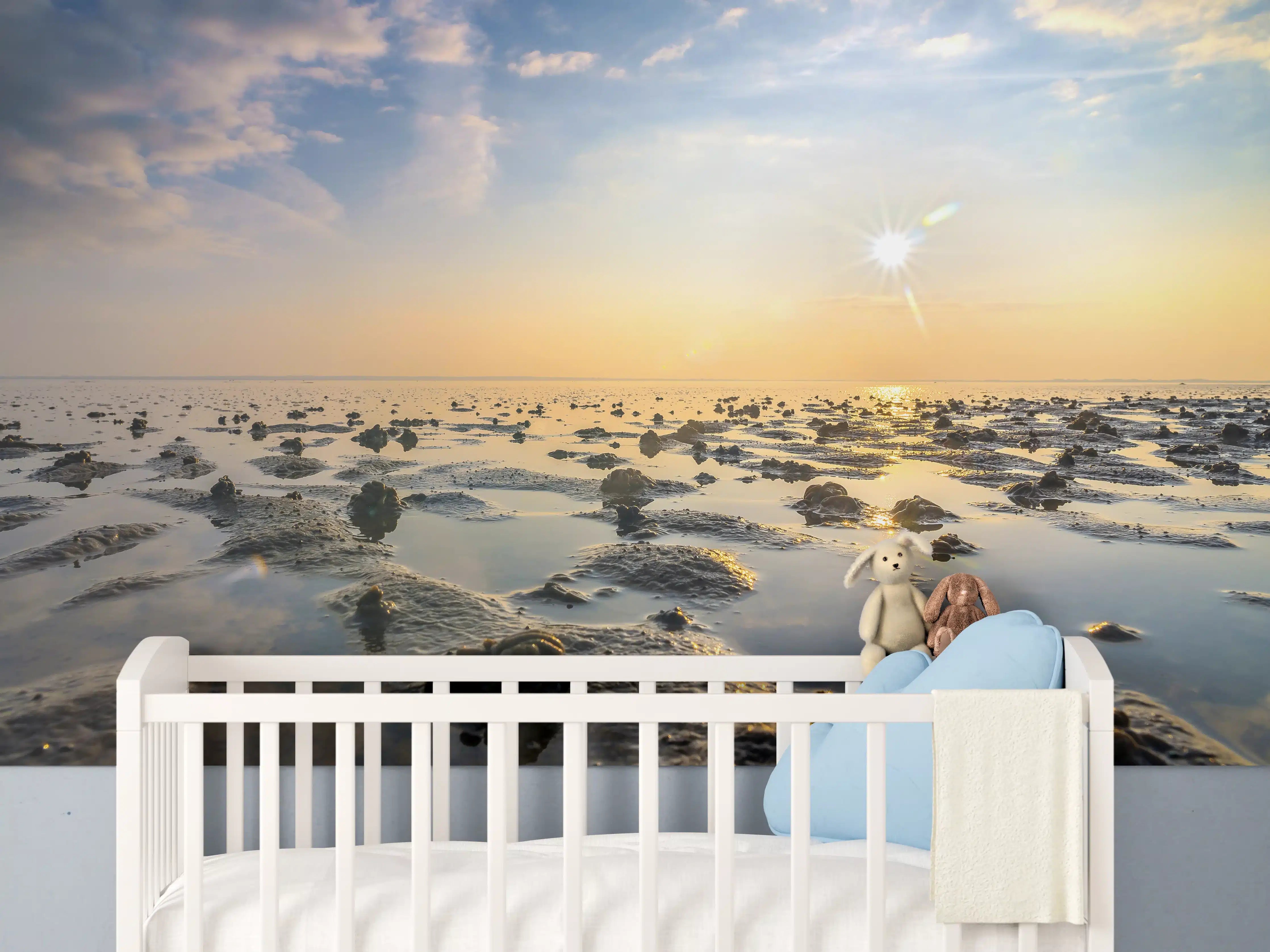 Babyzimmer Wandgestaltung -  endlose Küste der Nordsee 