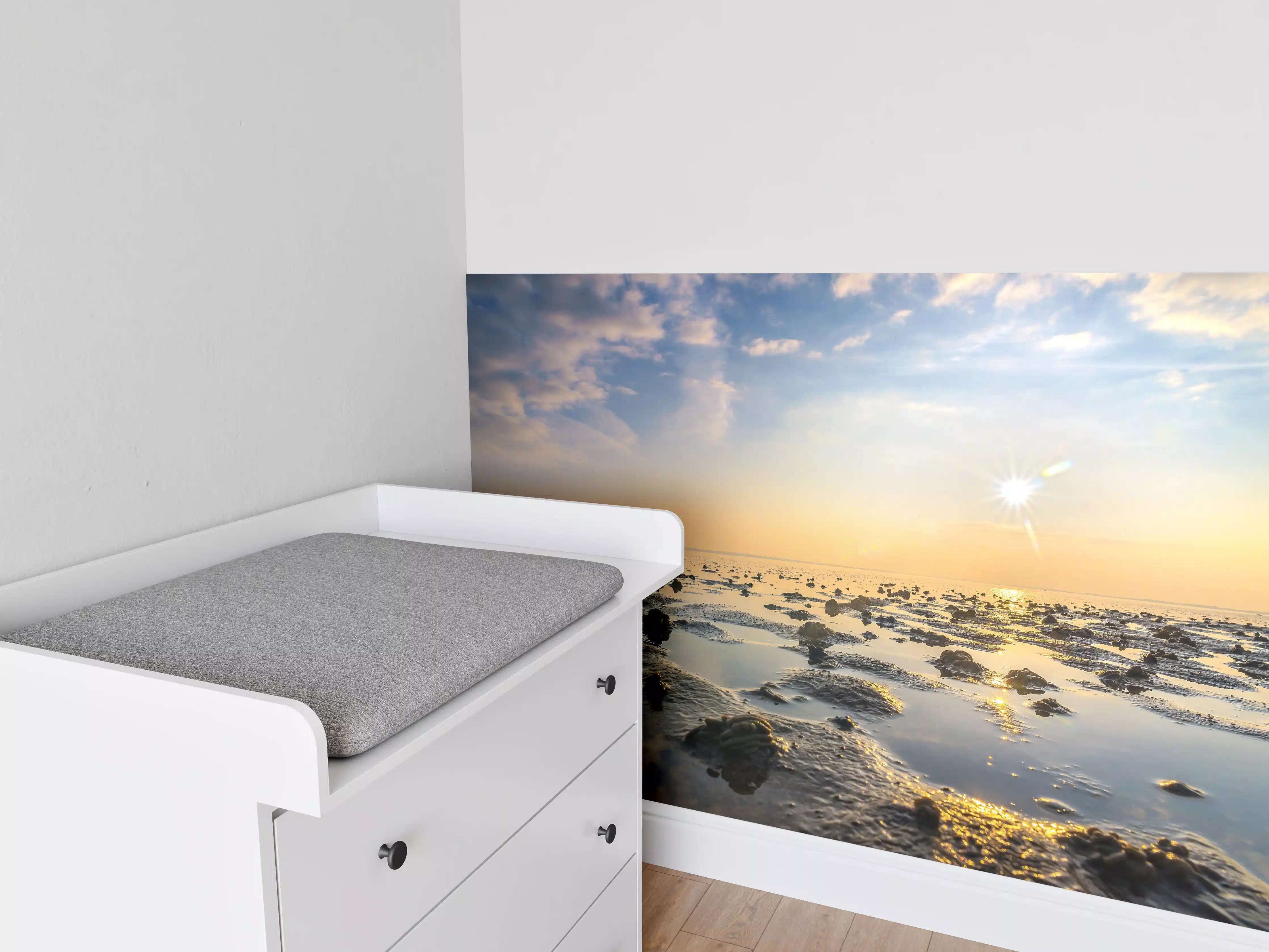 Babyzimmer Wandgestaltung -  endlose Küste der Nordsee 