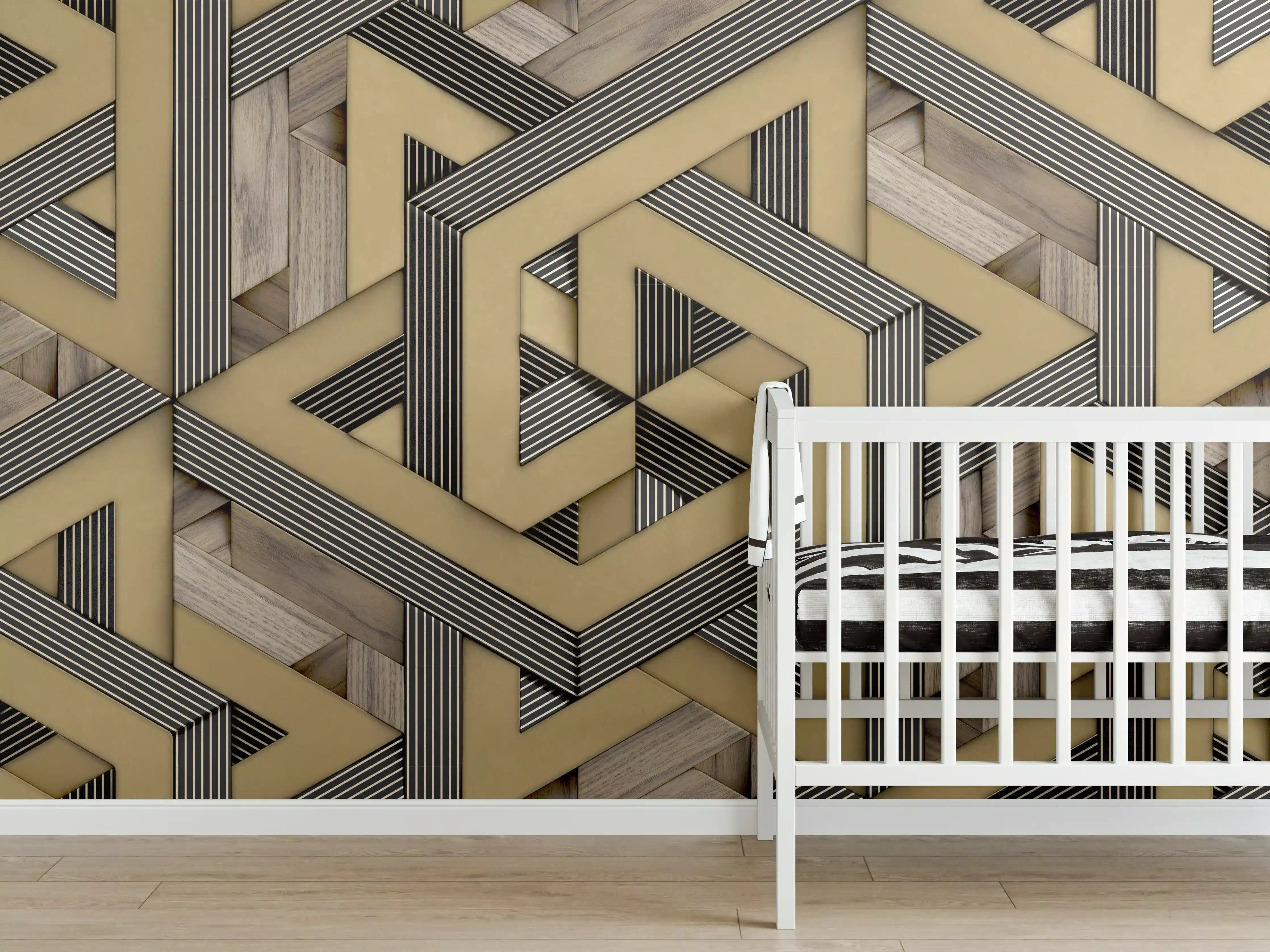Babyzimmer Wandgestaltung - 3D- Tapeten Muster - Mosaik