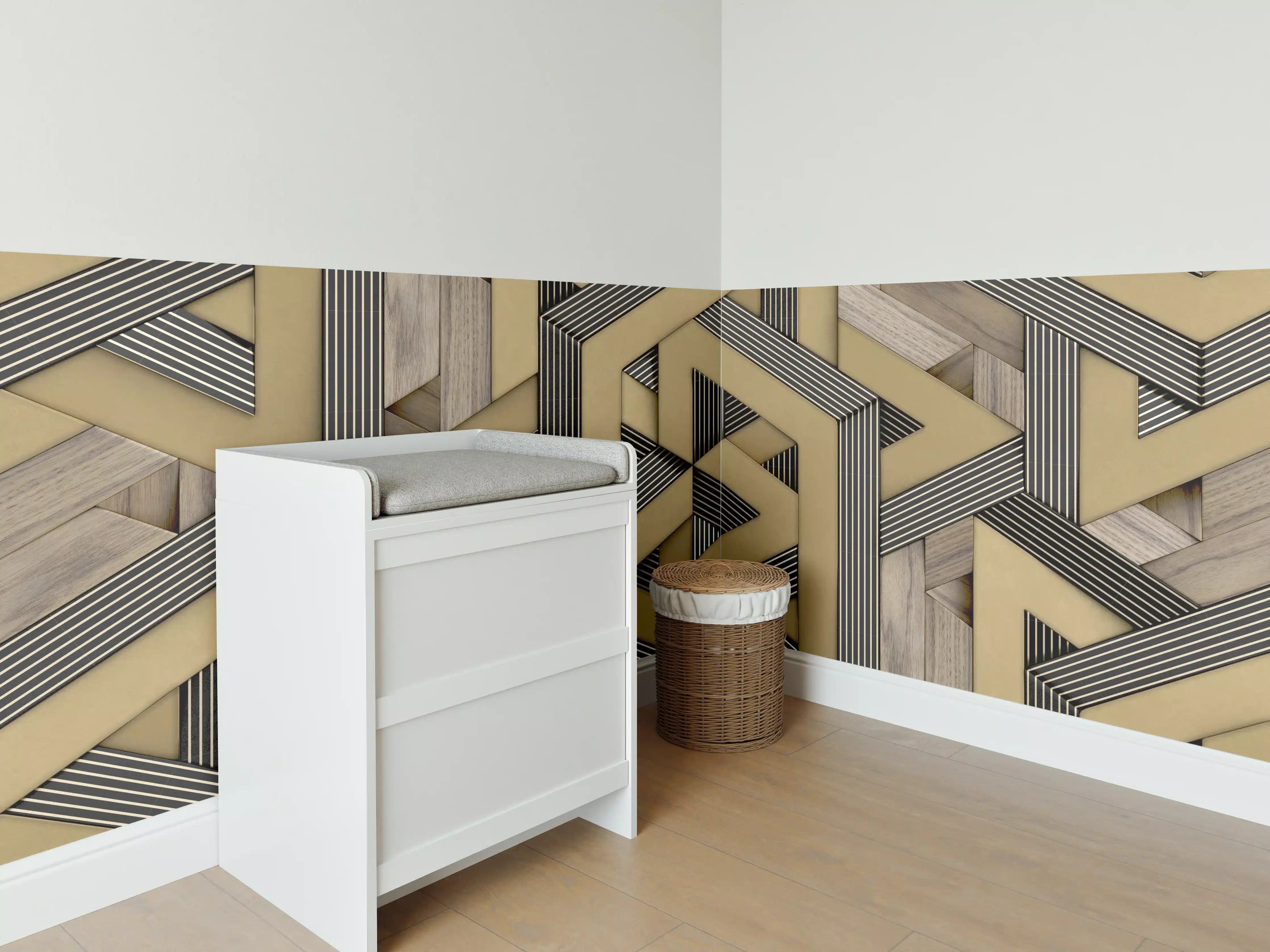 Babyzimmer Wandgestaltung - 3D- Tapeten Muster - Mosaik