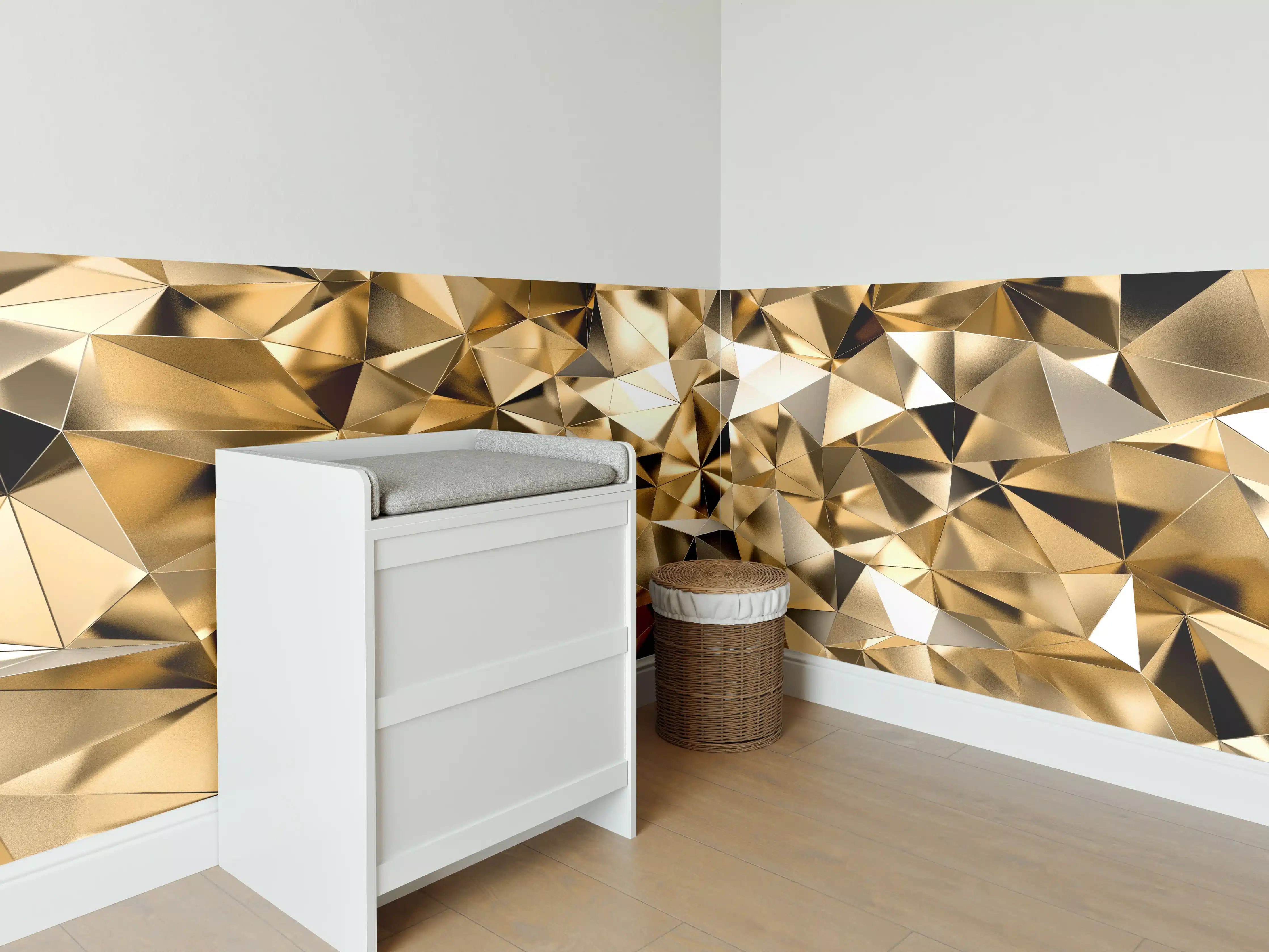 Babyzimmer Wandgestaltung - 3D Goldenes Kristall Design