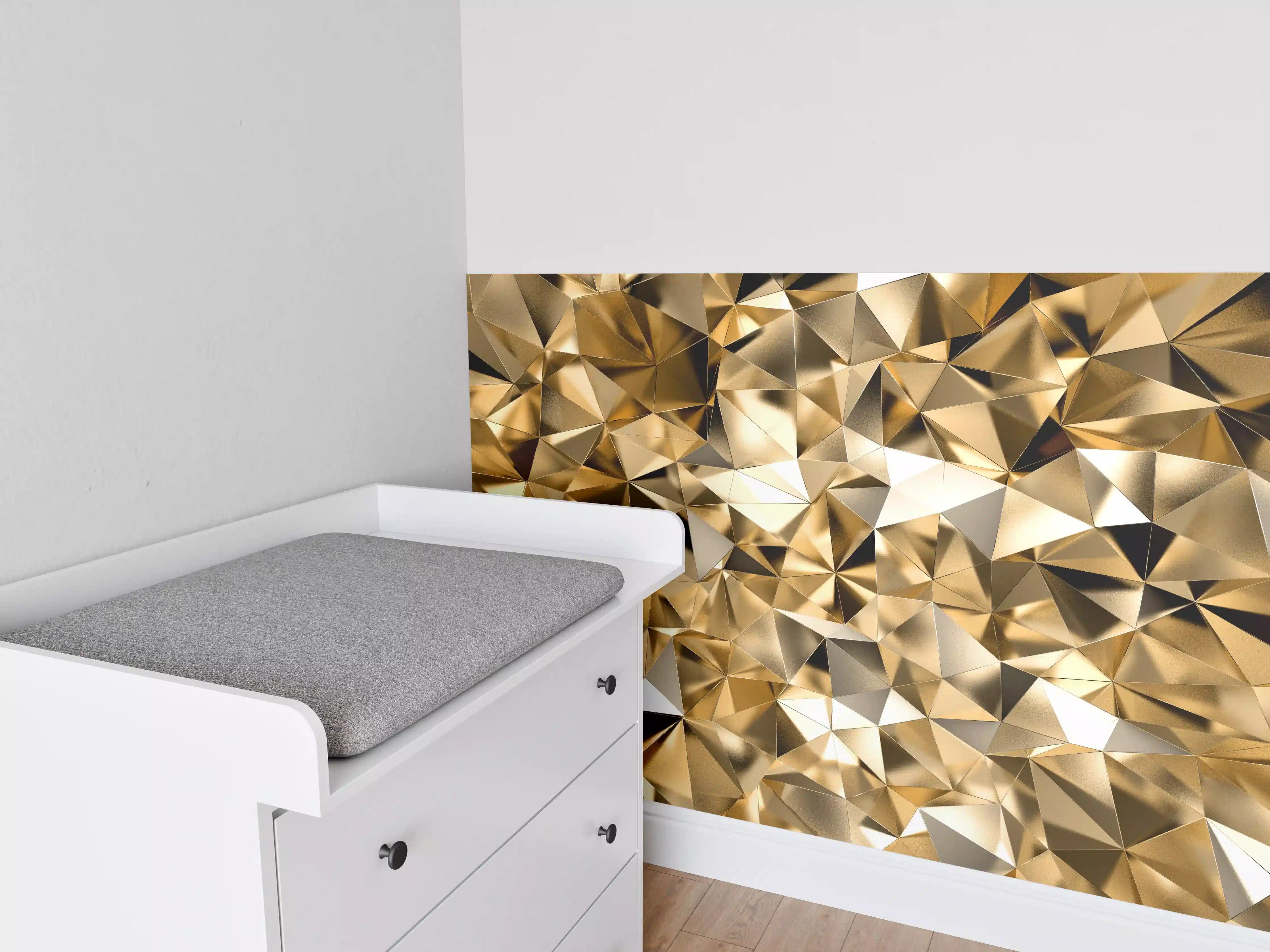 Babyzimmer Wandgestaltung - 3D Goldenes Kristall Design