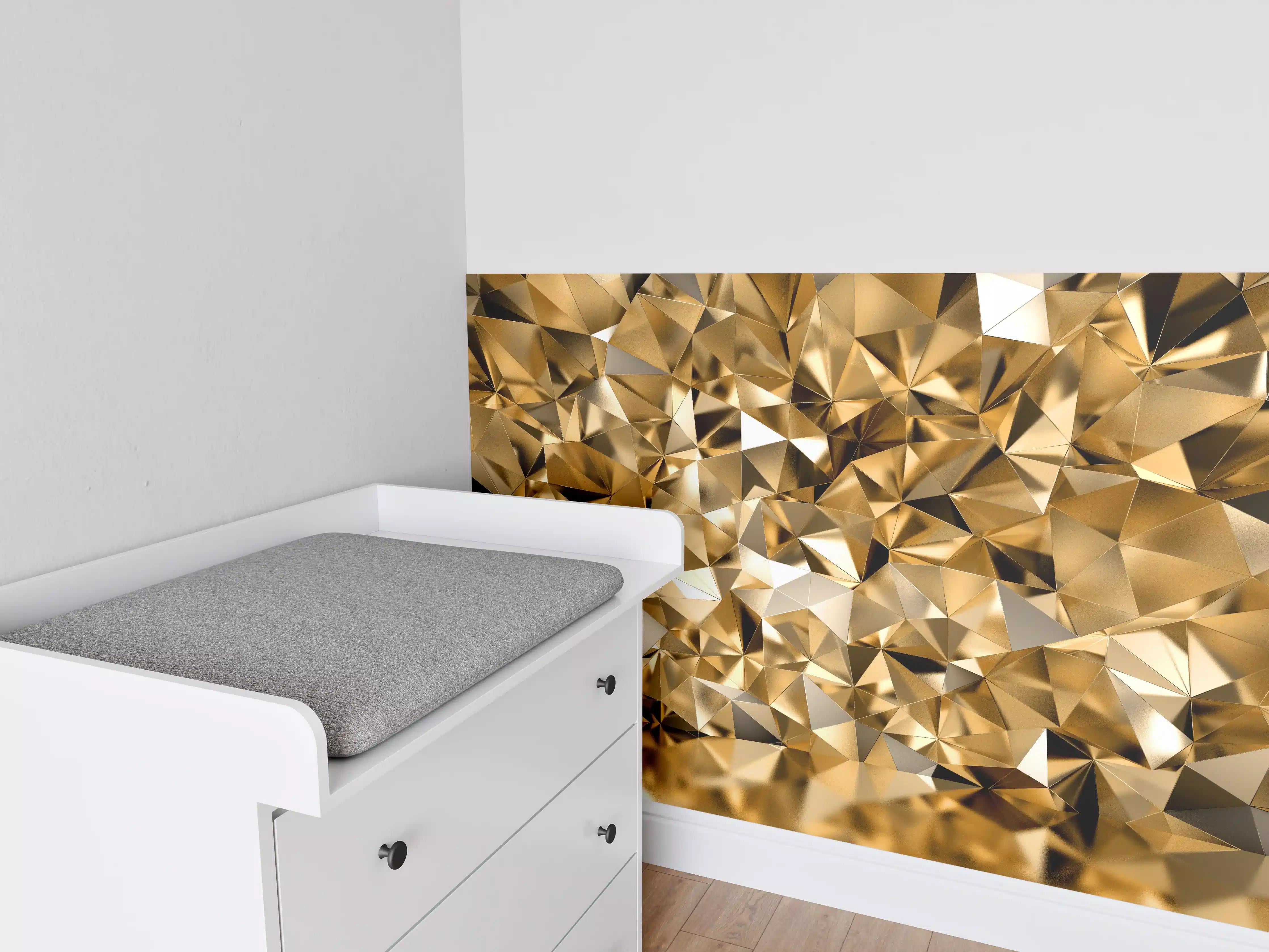 Babyzimmer Wandgestaltung - 3D Illustration - Goldenes Design