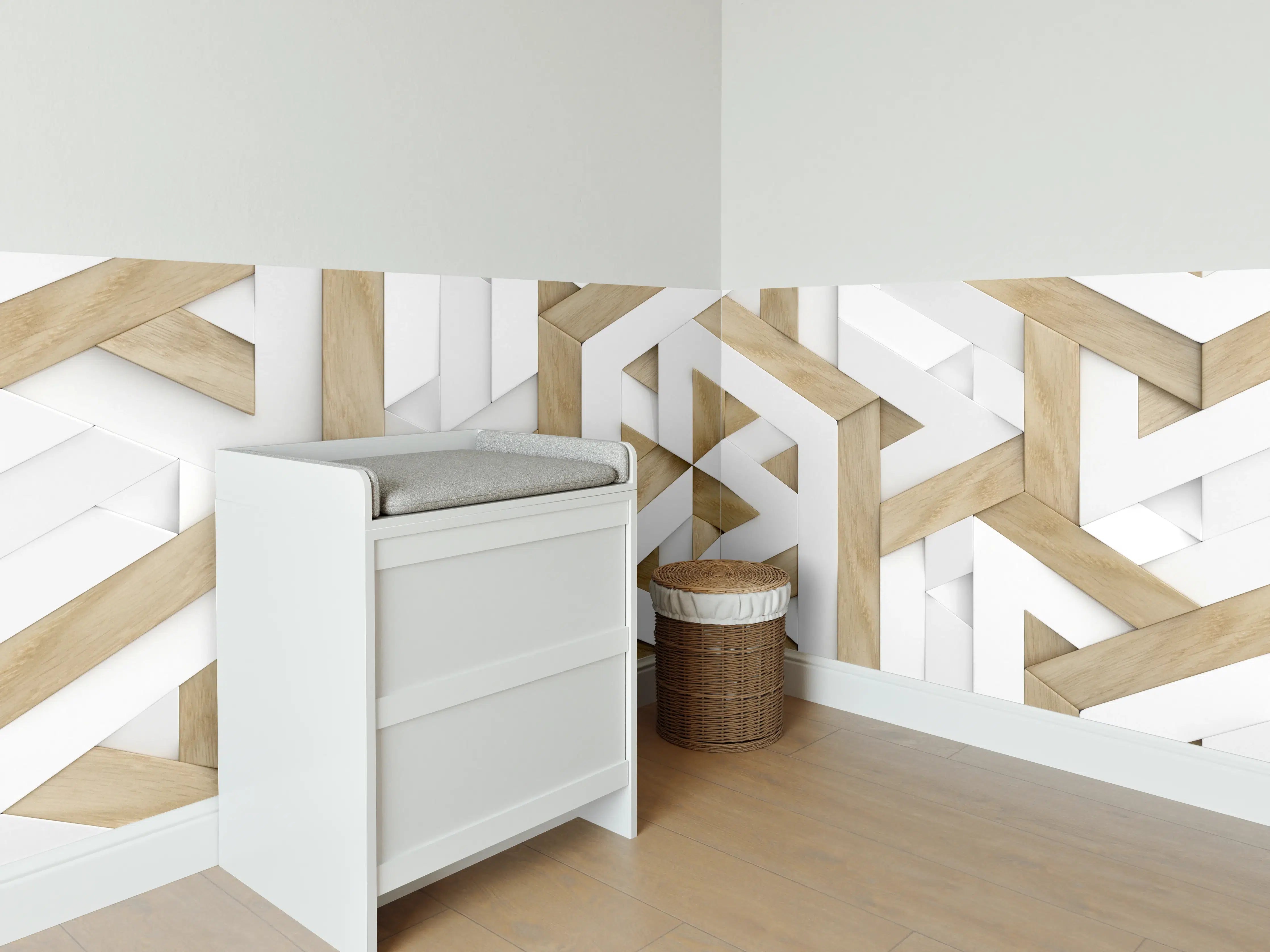 Babyzimmer Wandgestaltung - 3D Tapete - Mosaik Muster