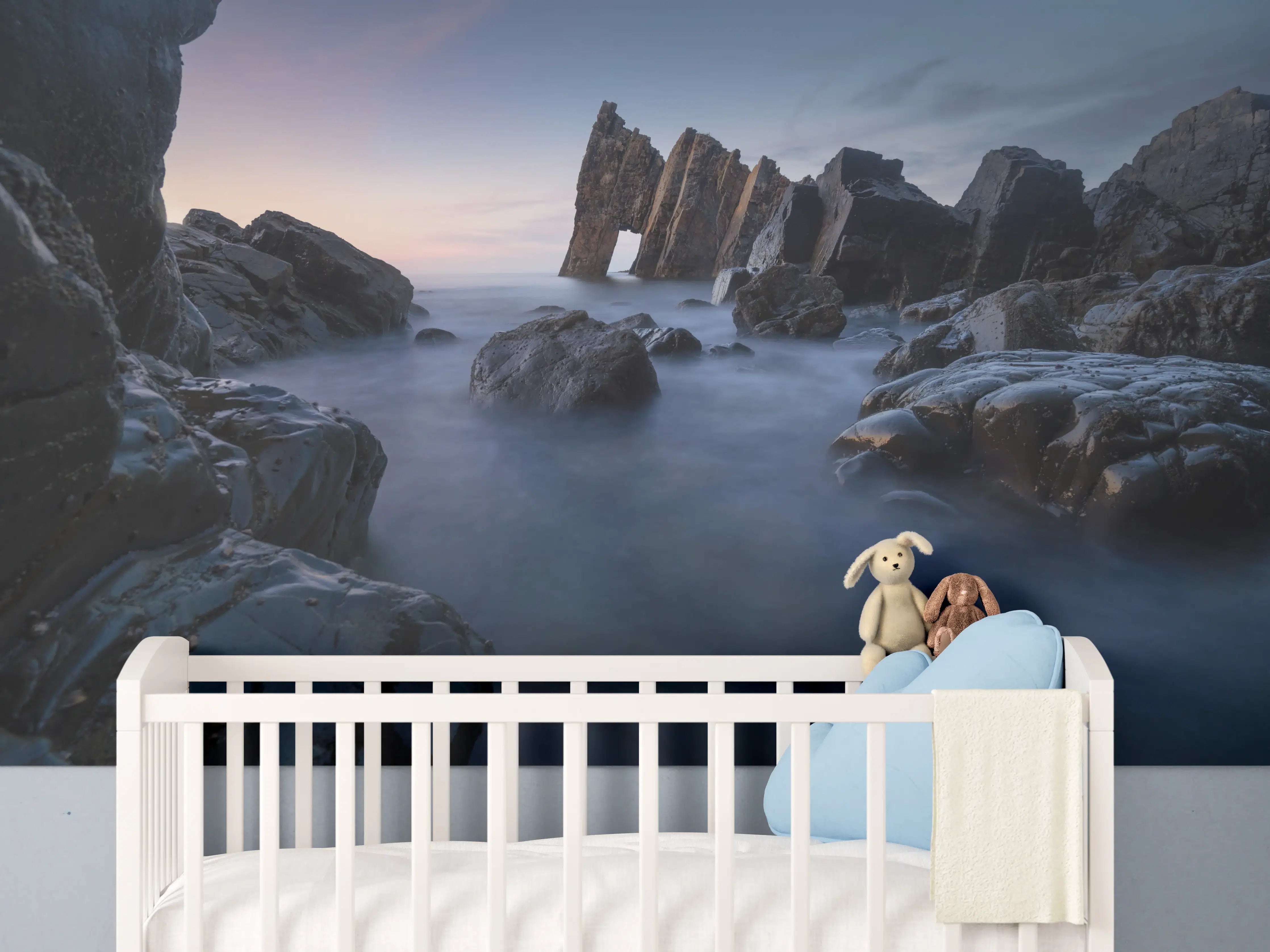 Babyzimmer Wandgestaltung - Abendlicht Küstenpanorama