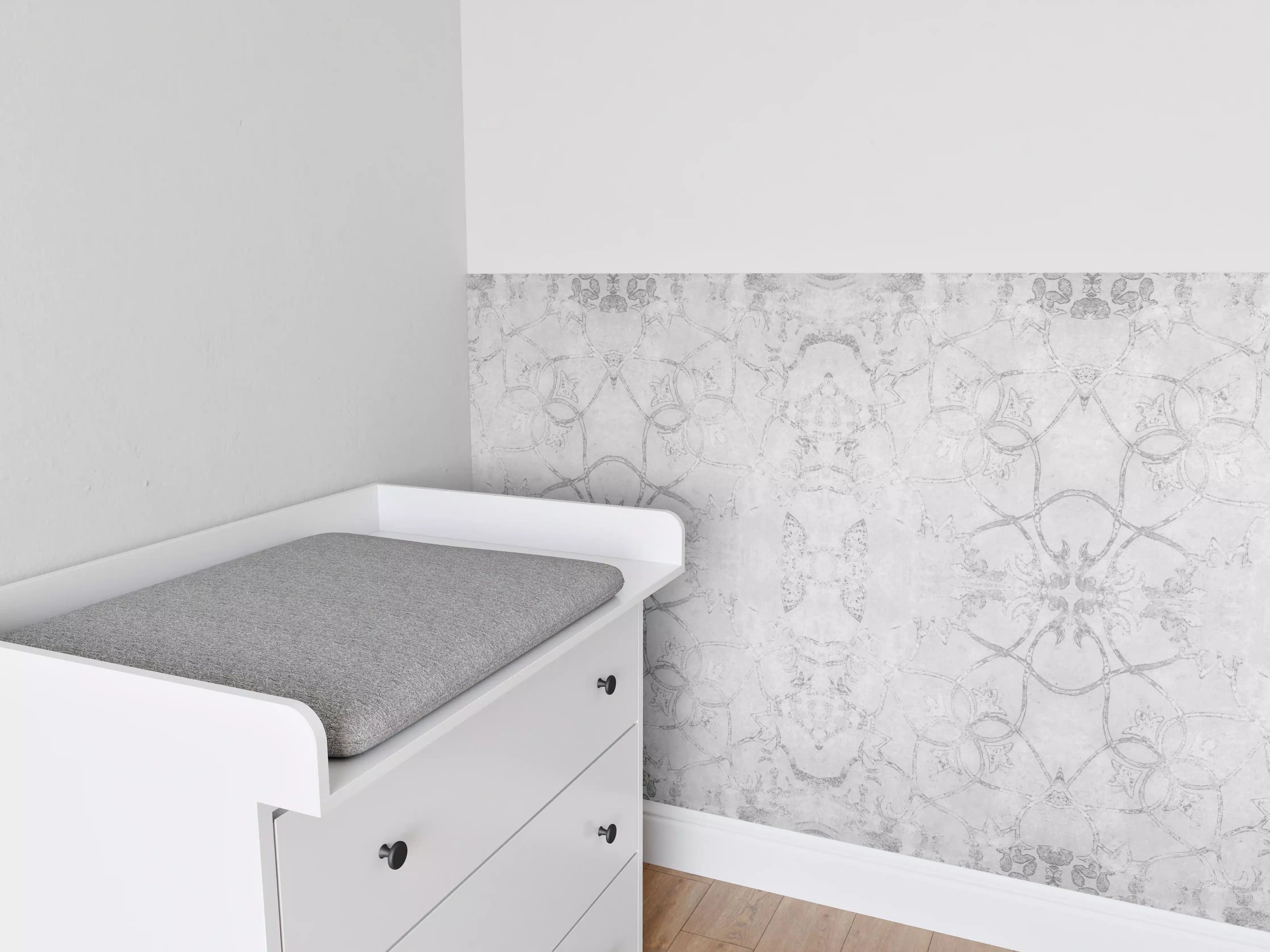Babyzimmer Wandgestaltung - Abgenutzte weiße Tapetenmuster