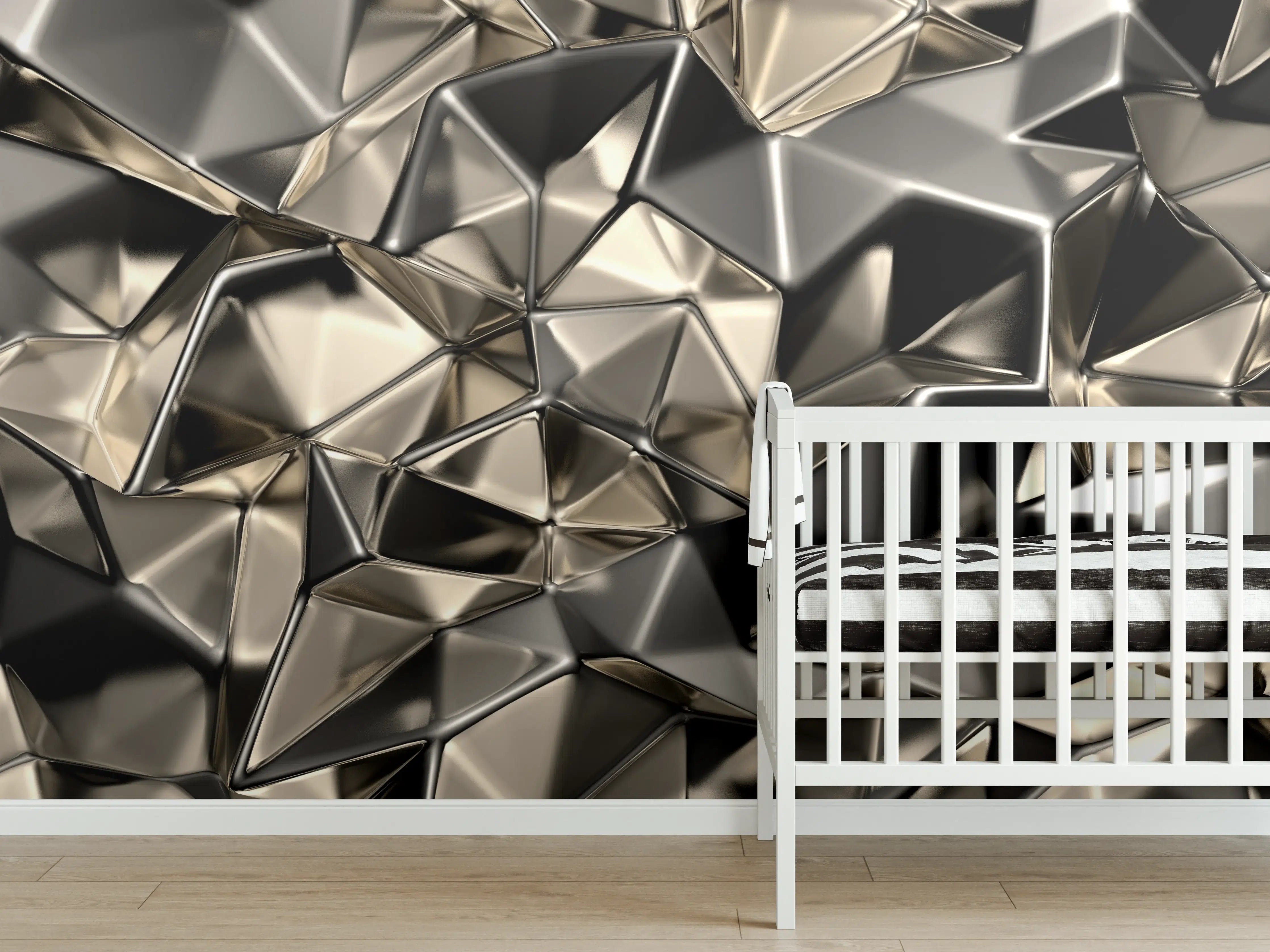 Babyzimmer Wandgestaltung - Abstract Metallic Triangle Pattern