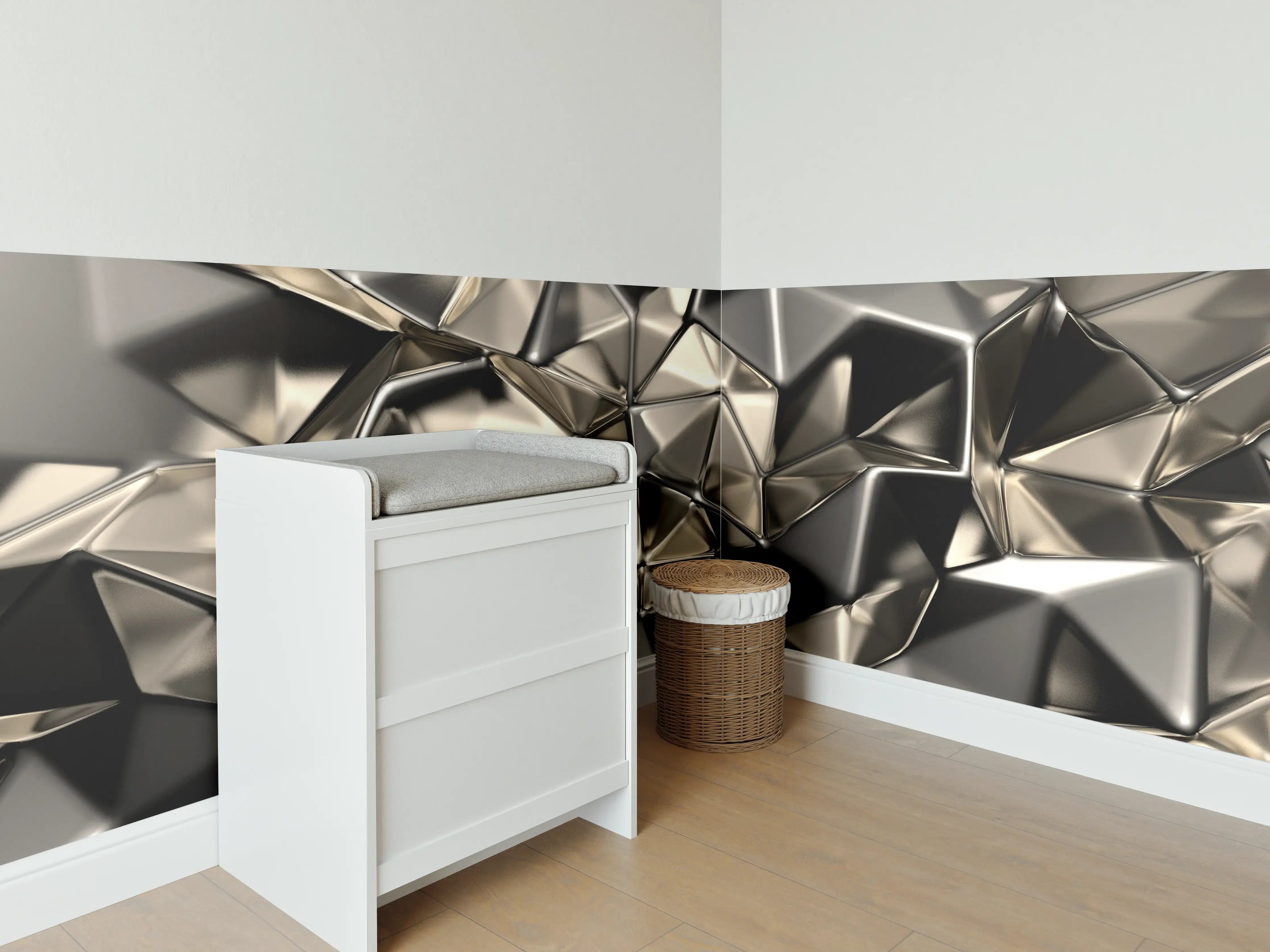 Babyzimmer Wandgestaltung - Abstract Metallic Triangle Pattern