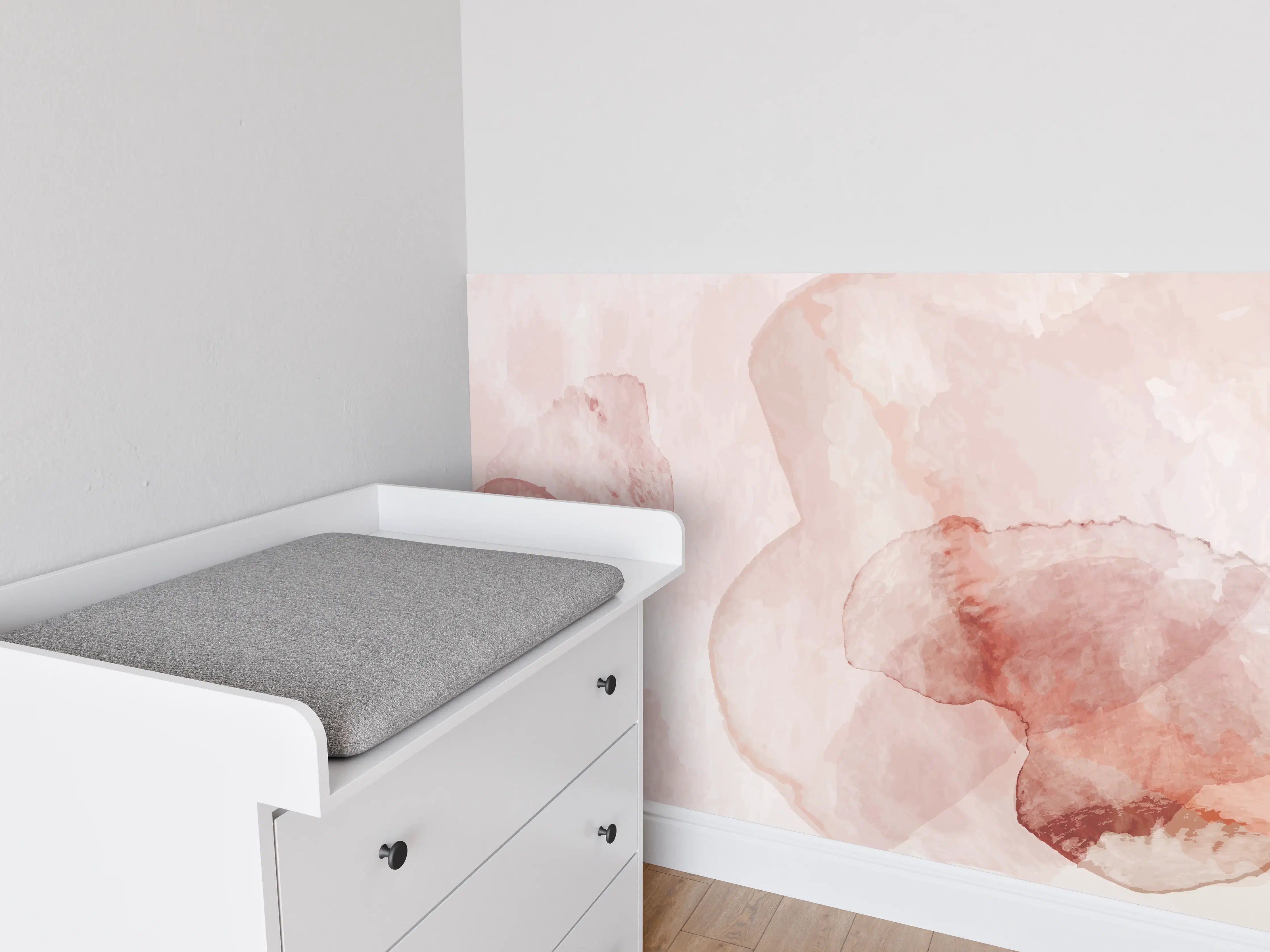Babyzimmer Wandgestaltung - Abstrakte Aquarell Rosa Töne
