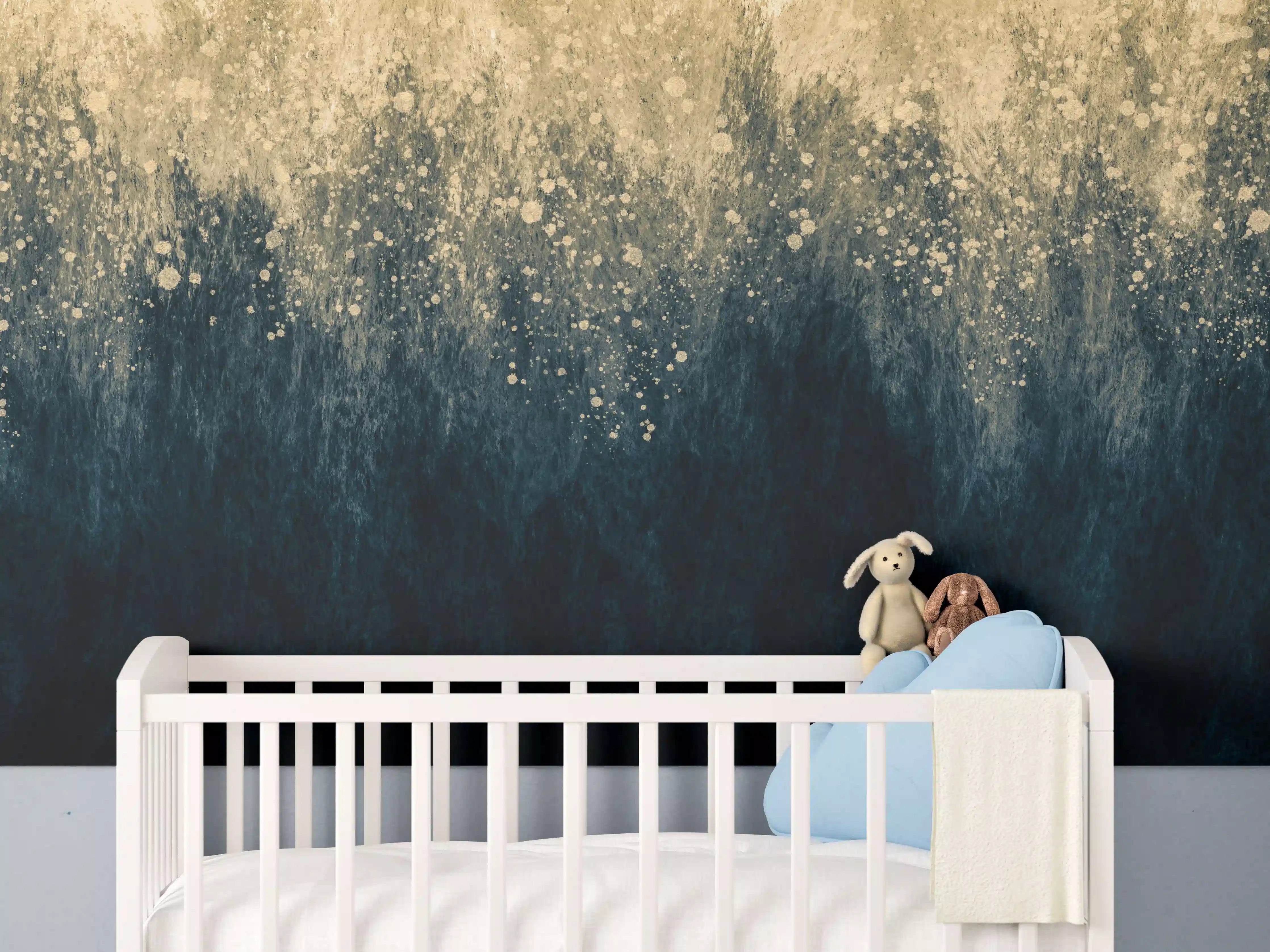 Babyzimmer Wandgestaltung - Abstrakte Aquarellkunst - Vintage
