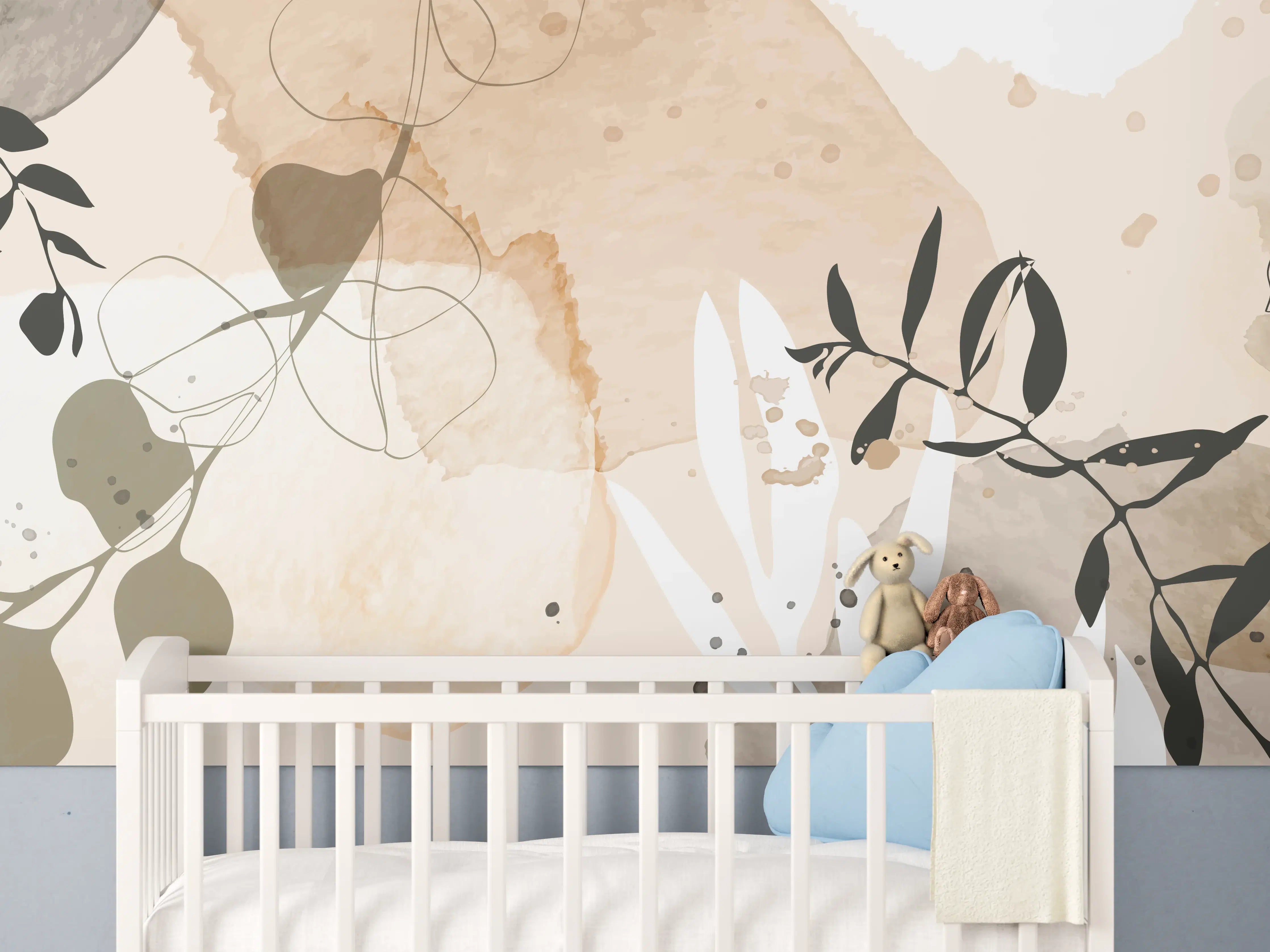 Babyzimmer Wandgestaltung - Abstrakte Beige-Töne Kunst
