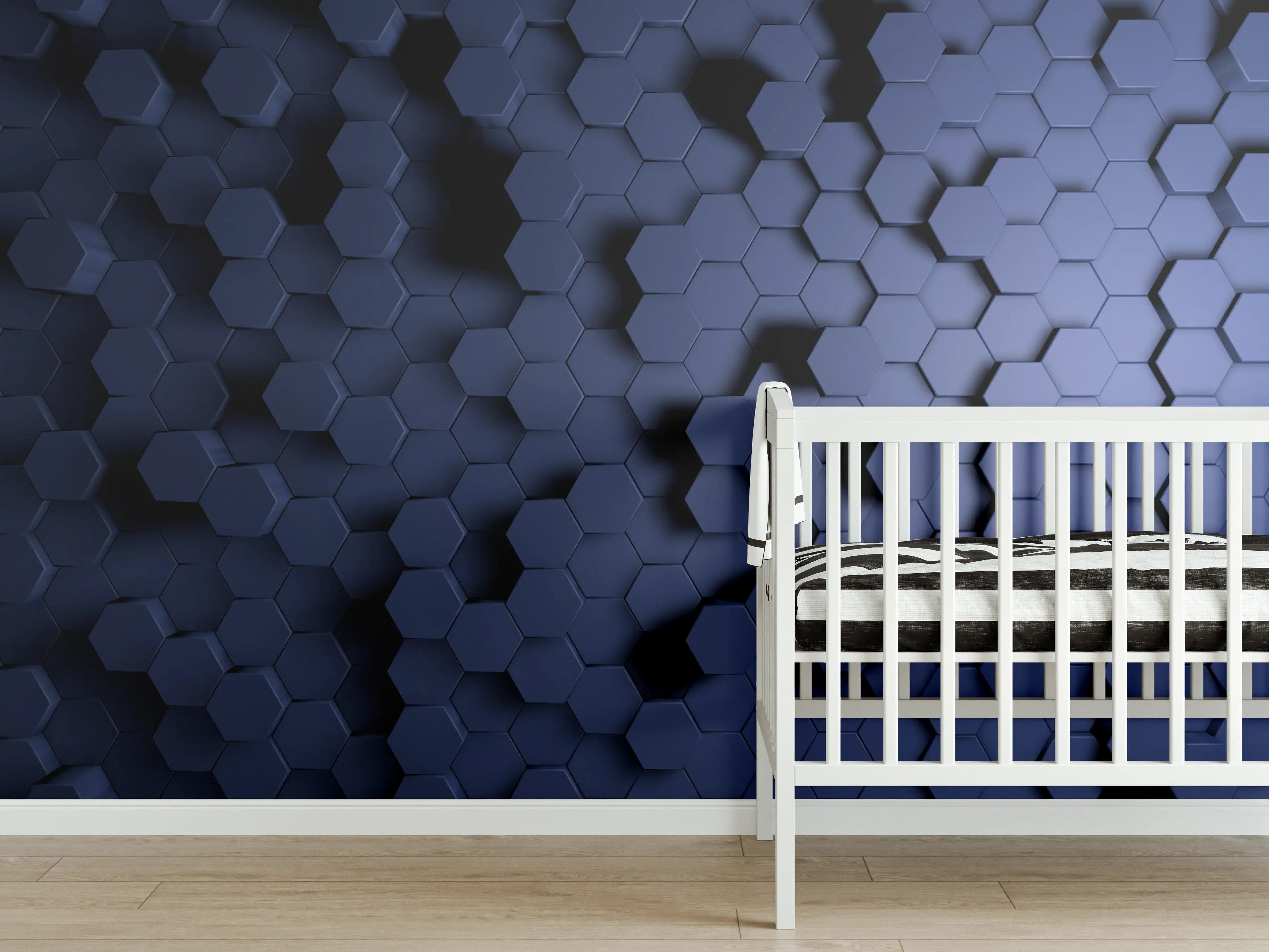 Babyzimmer Wandgestaltung - Abstrakte Blau-Hexagon-Struktur