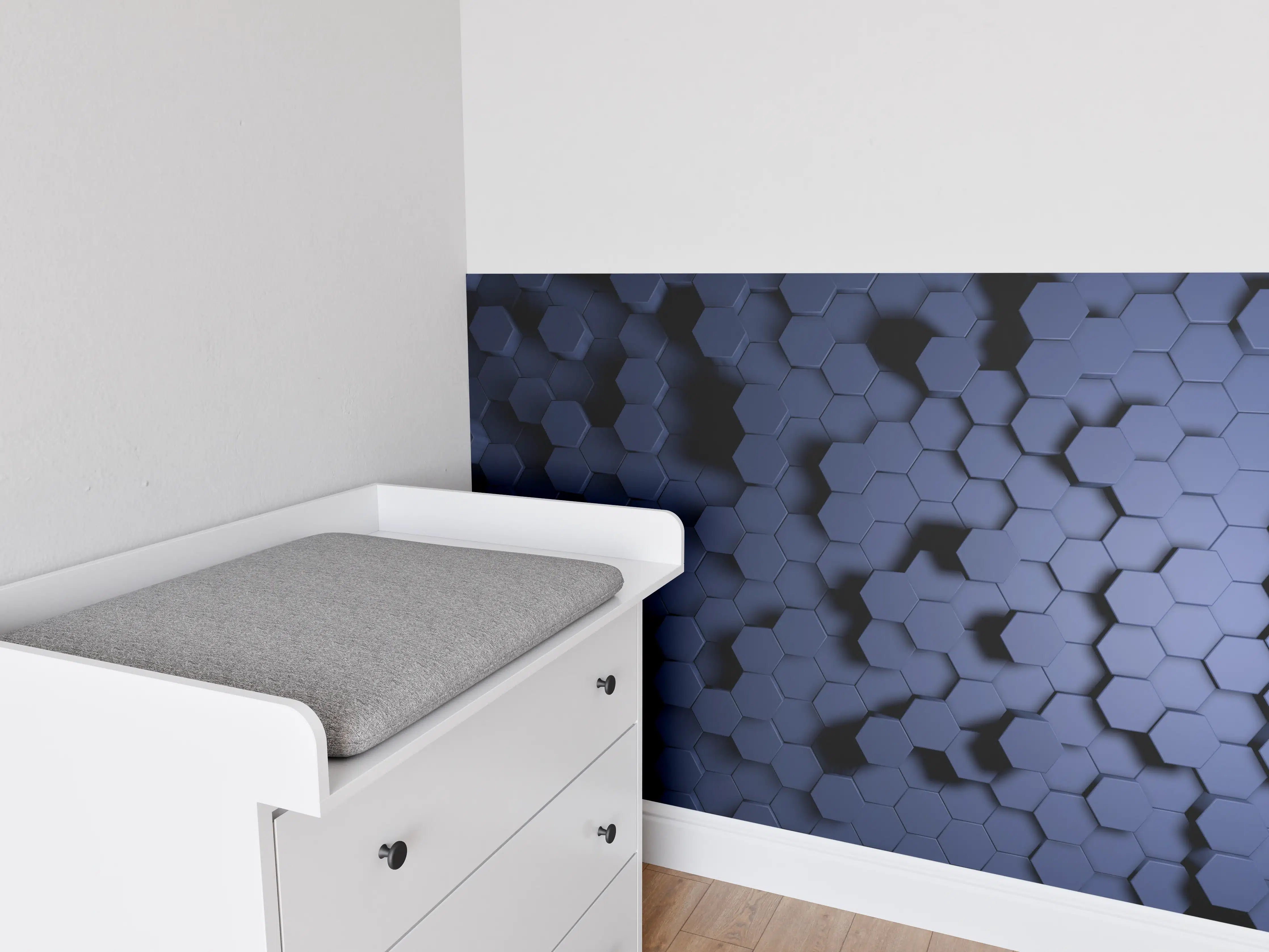 Babyzimmer Wandgestaltung - Abstrakte Blau-Hexagon-Struktur