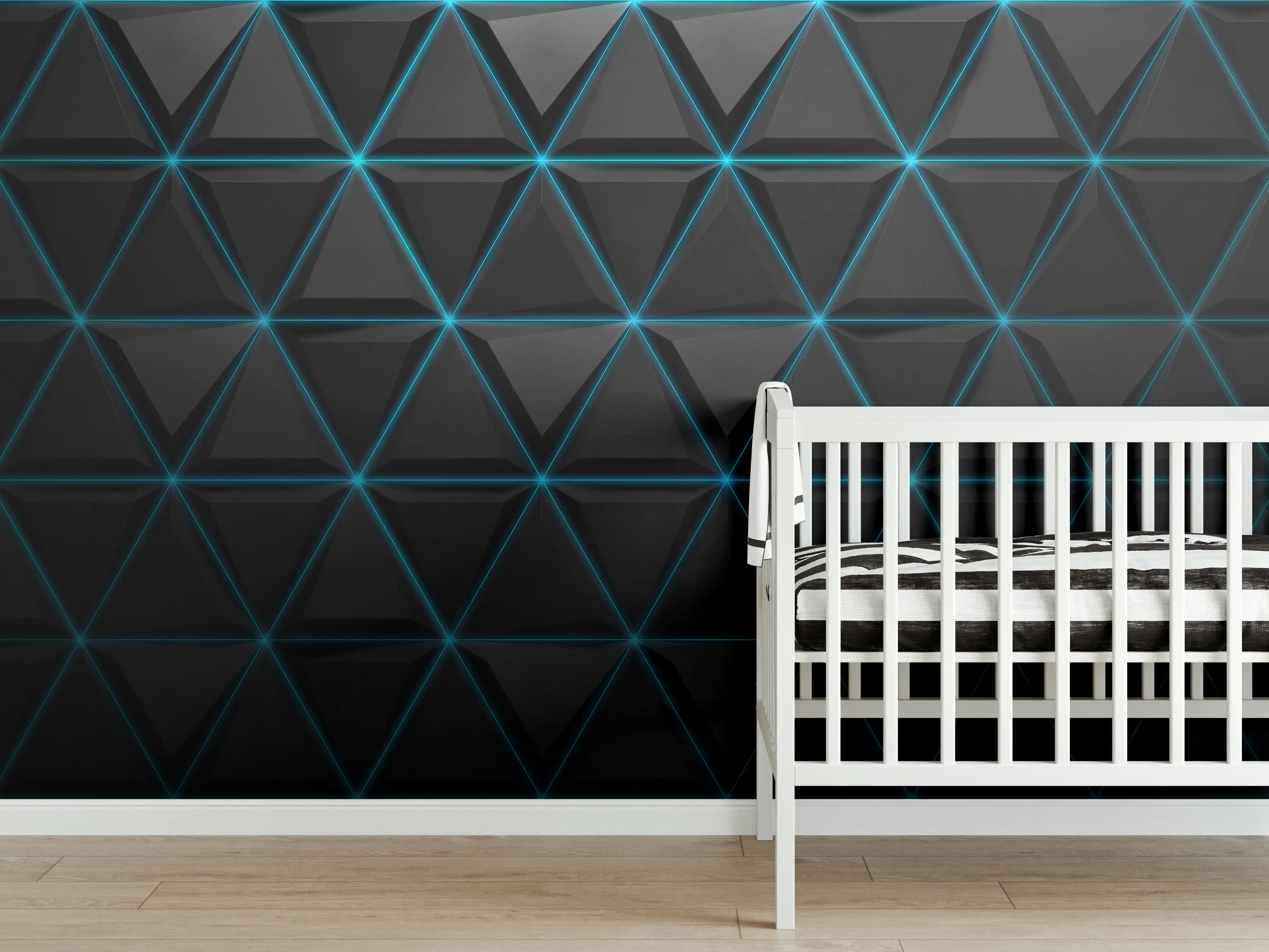 Babyzimmer Wandgestaltung - Abstrakte Blau-Schwarz Textur