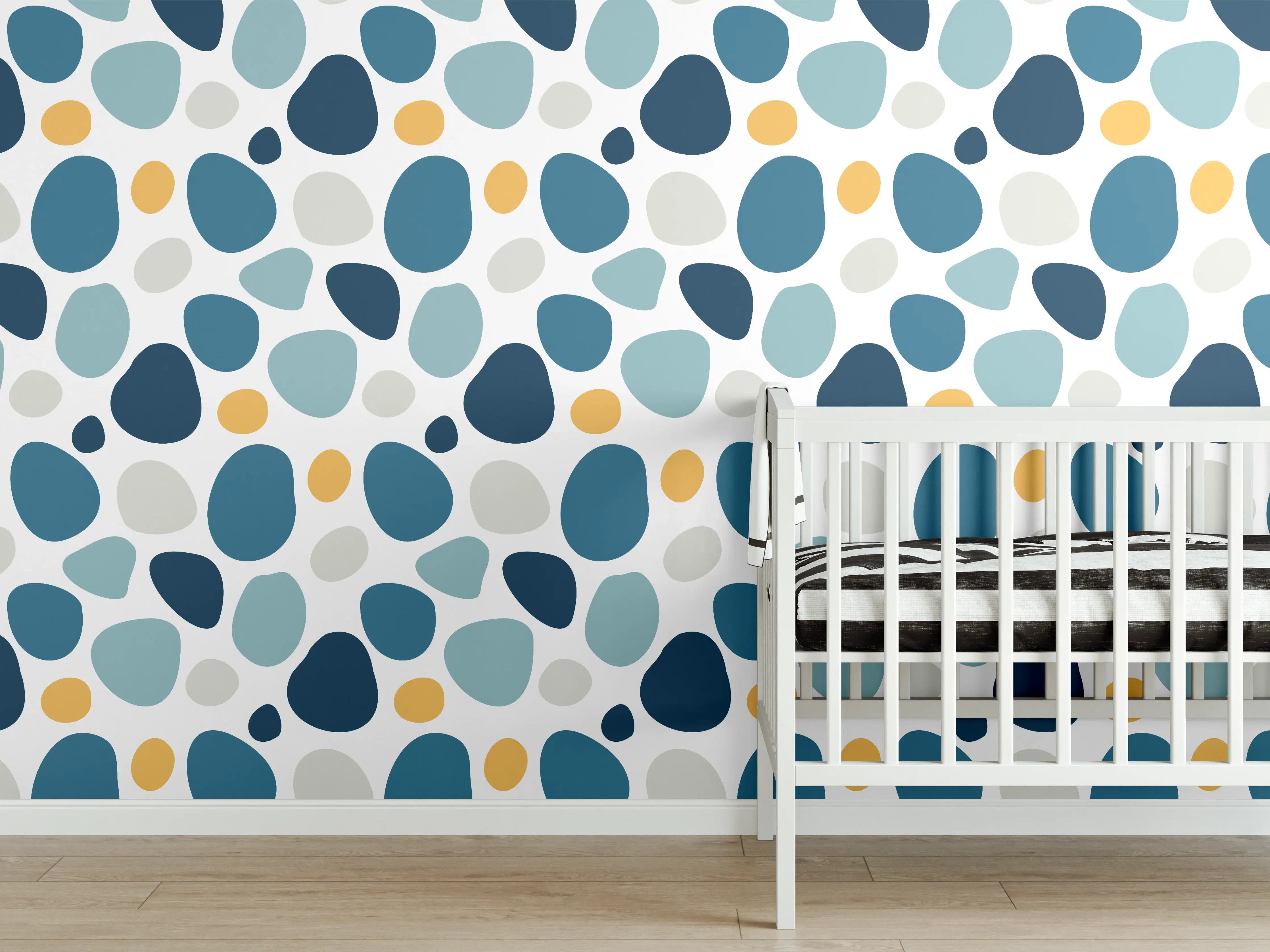Babyzimmer Wandgestaltung - Abstrakte Blau-Weiße Musterung