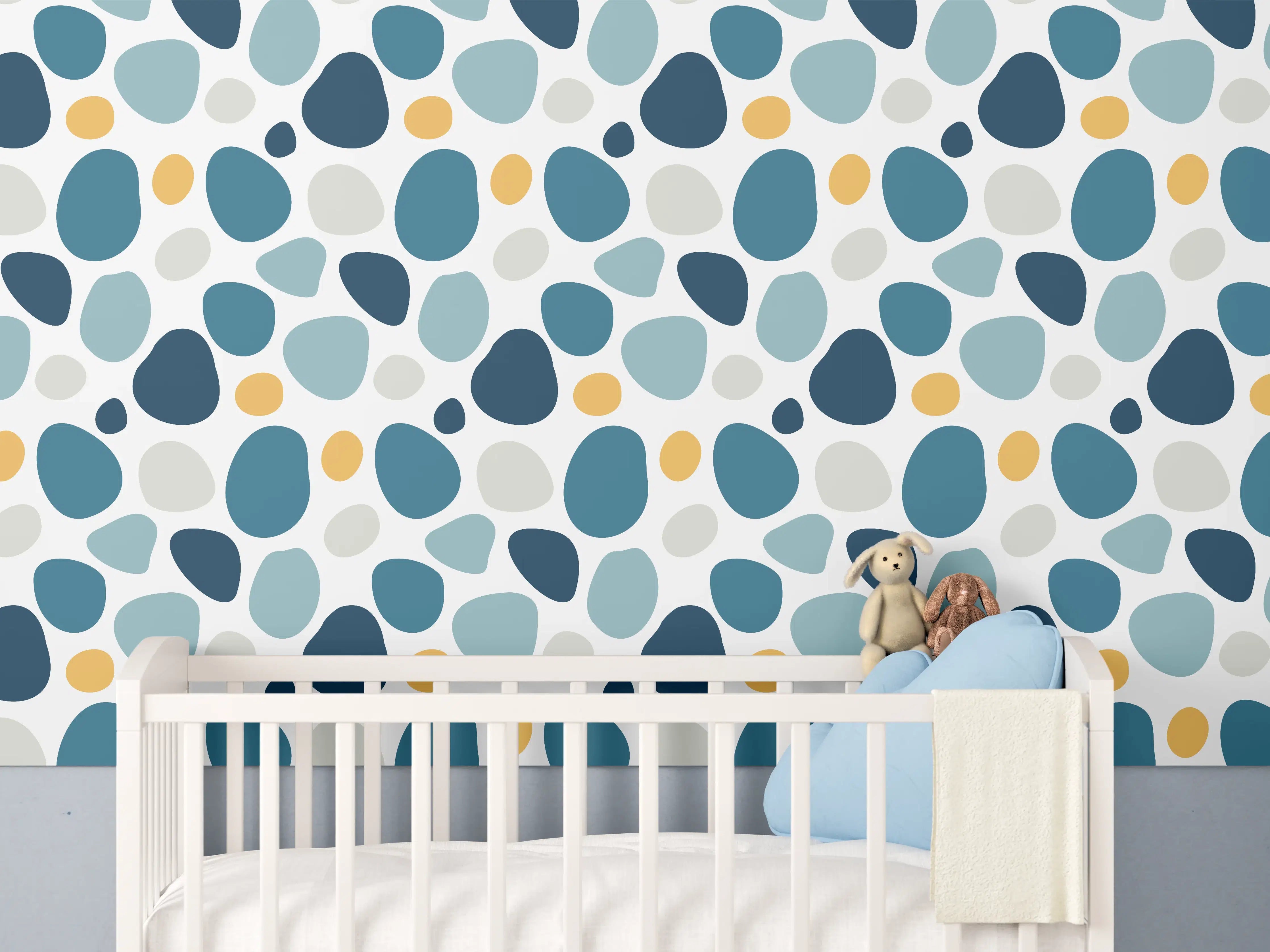 Babyzimmer Wandgestaltung - Abstrakte Blau-Weiße Musterung