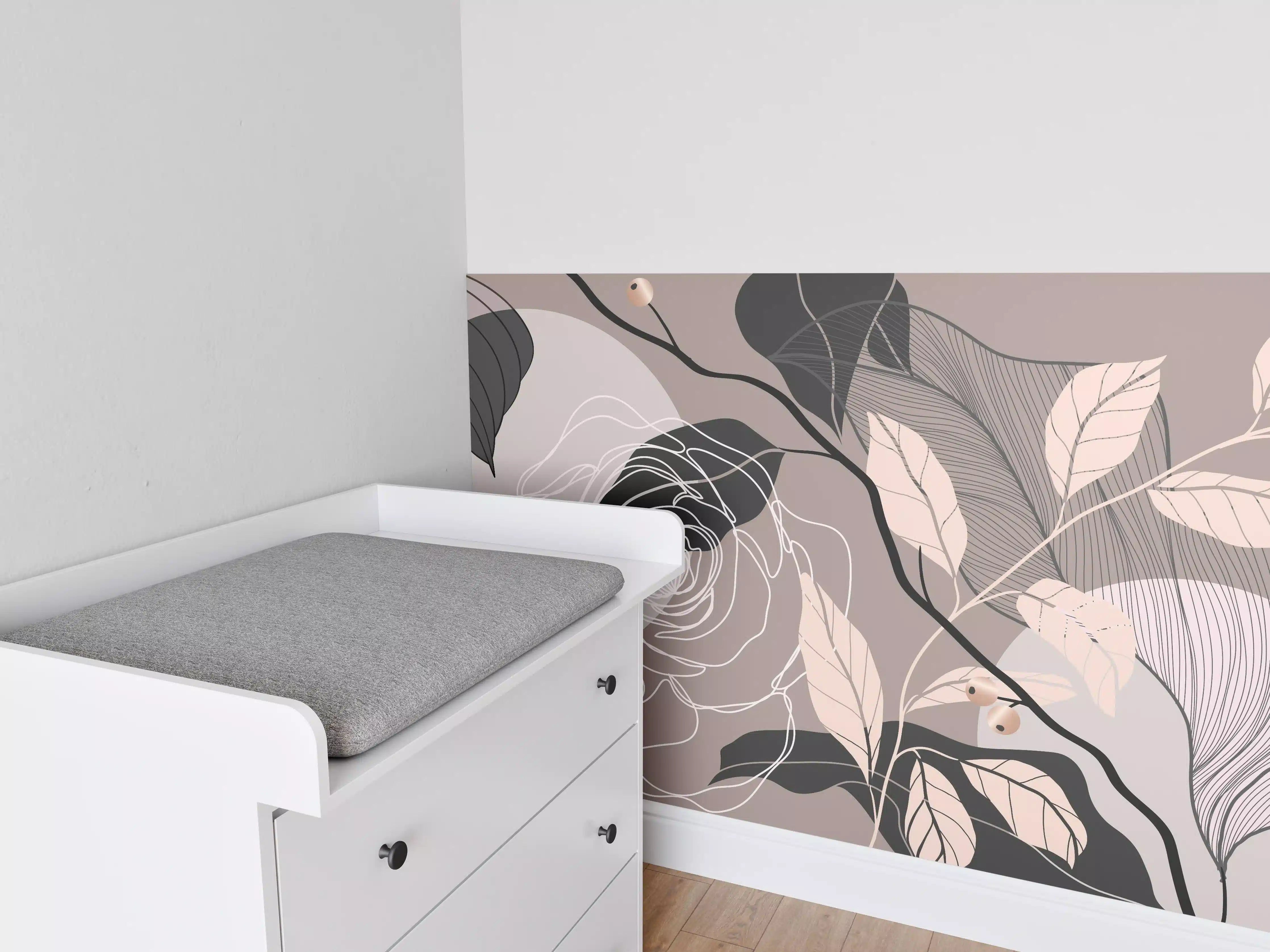 Babyzimmer Wandgestaltung - Abstrakte Blumen Illustration