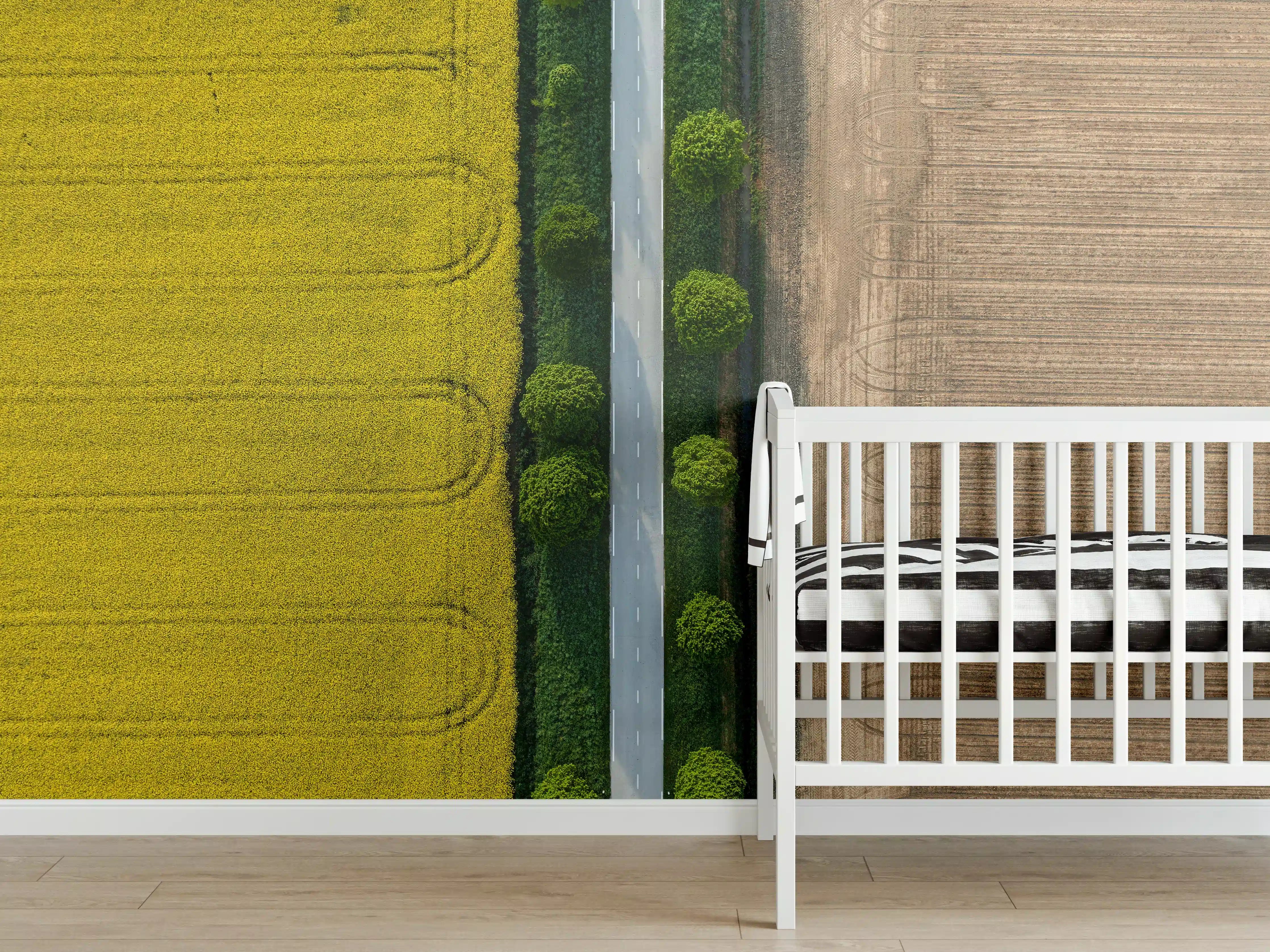 Babyzimmer Wandgestaltung - Abstrakte Felder Gelb-Braun