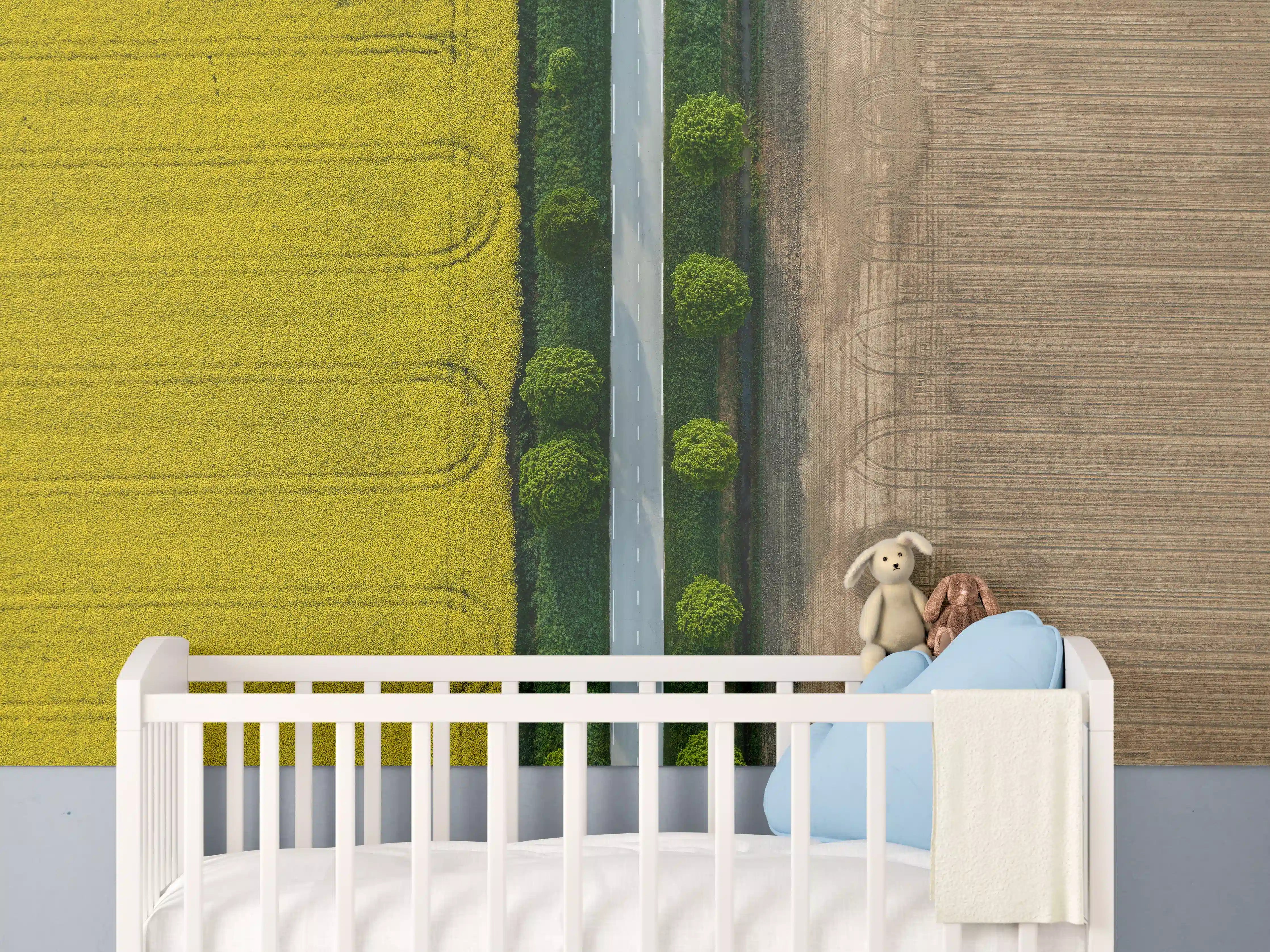 Babyzimmer Wandgestaltung - Abstrakte Felder Gelb-Braun