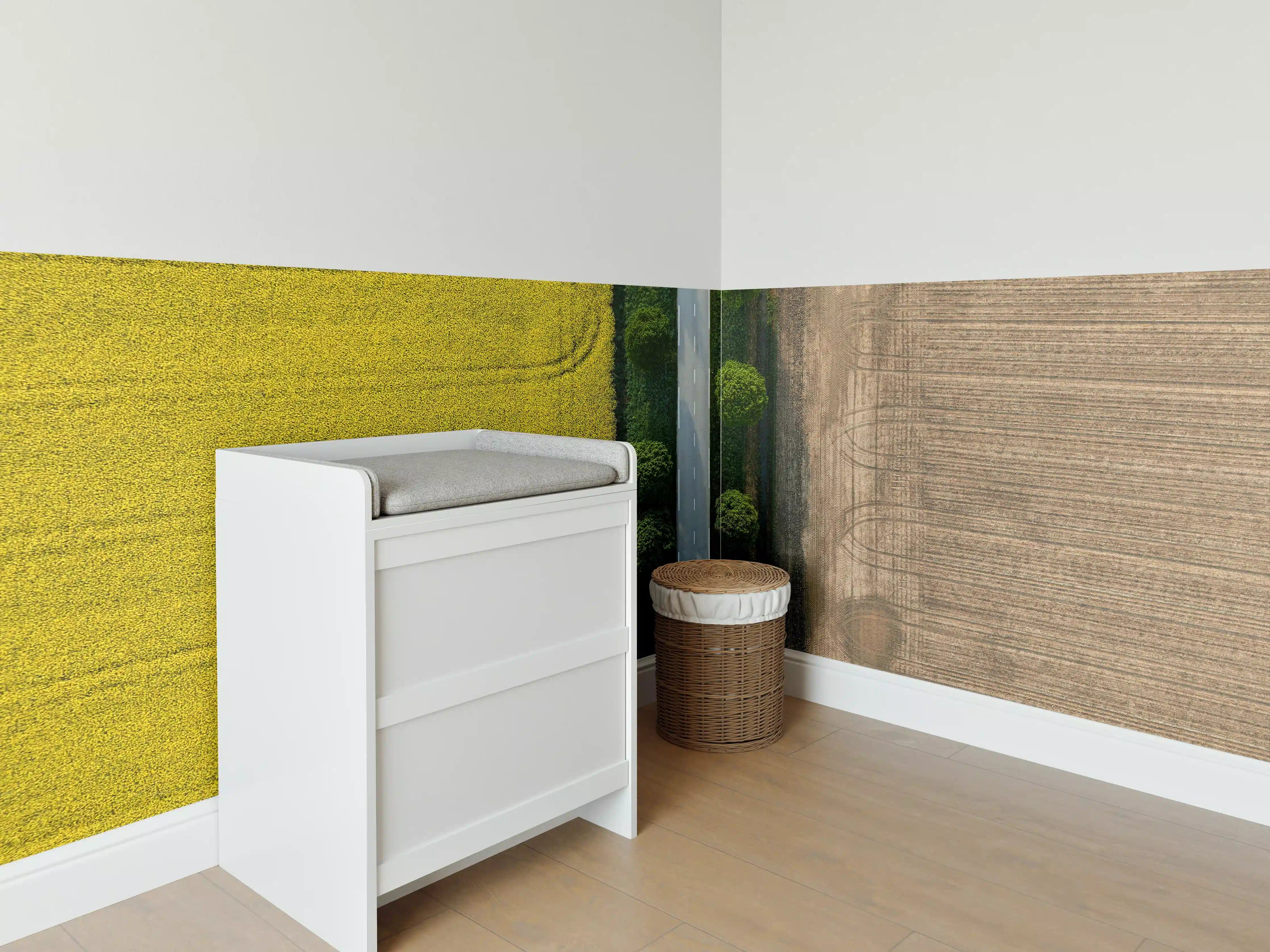 Babyzimmer Wandgestaltung - Abstrakte Felder Gelb-Braun