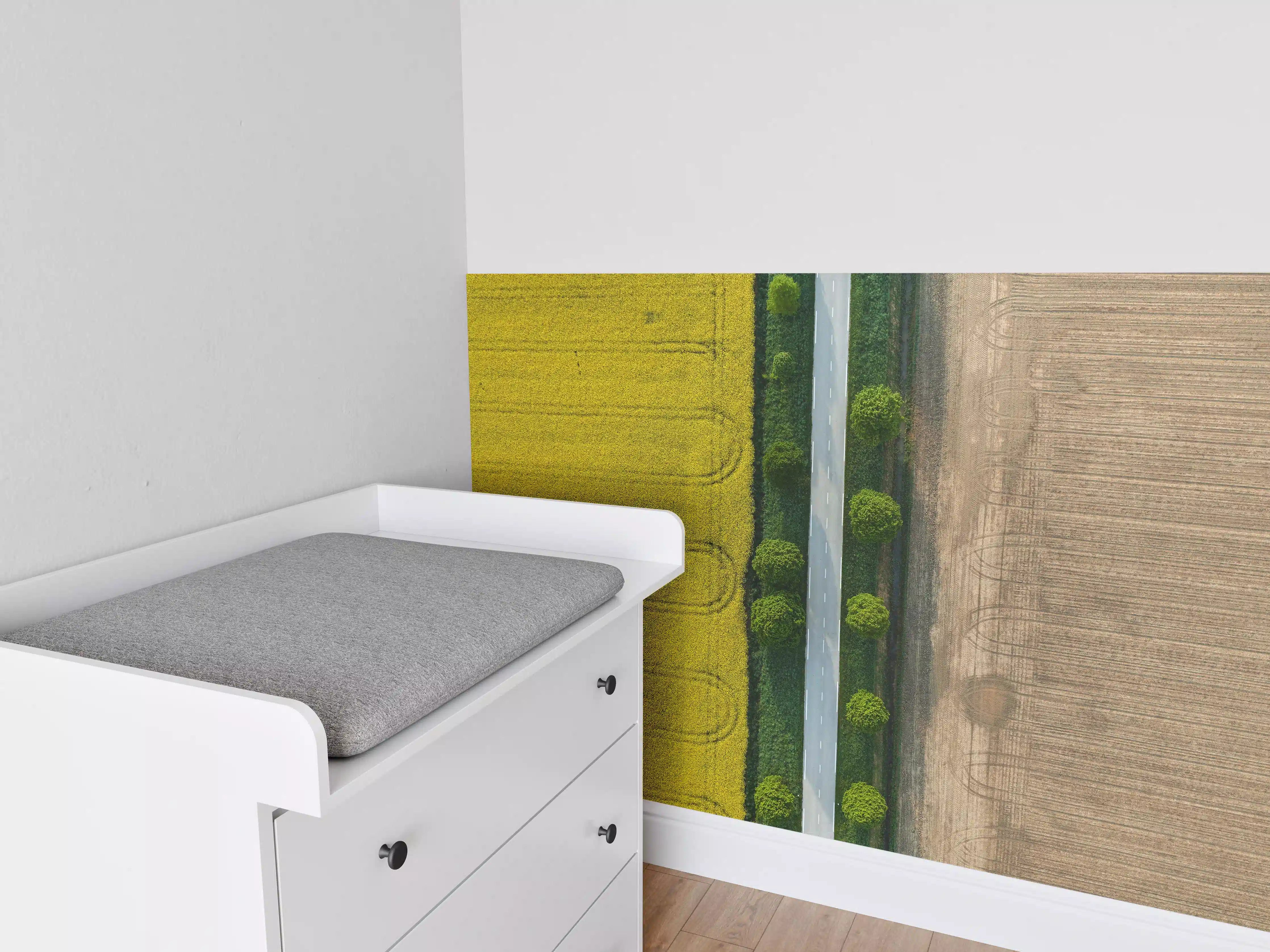 Babyzimmer Wandgestaltung - Abstrakte Felder Gelb-Braun