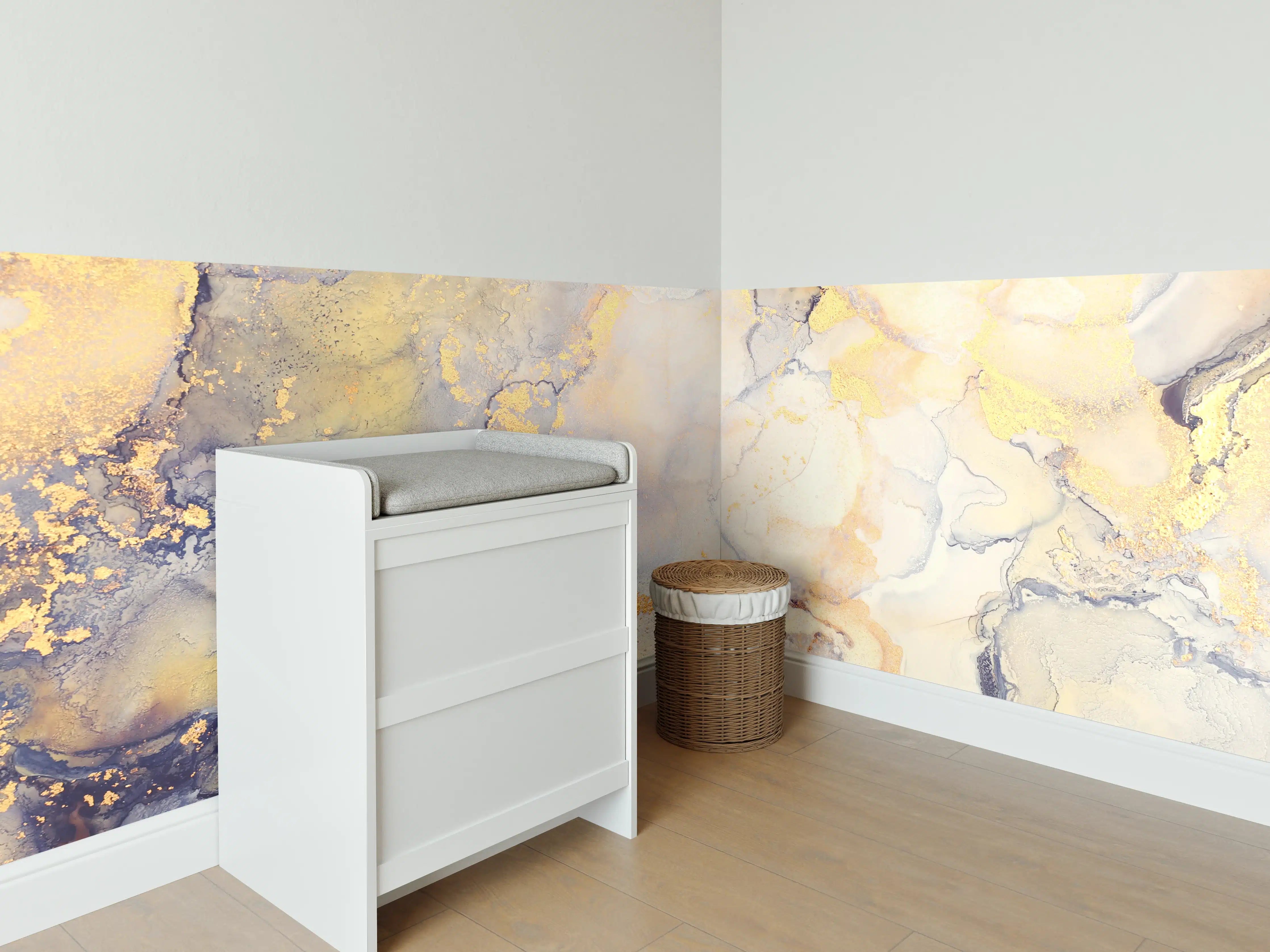 Babyzimmer Wandgestaltung - Abstrakte Flüssigkunstmalerei mit Alkoholtinte